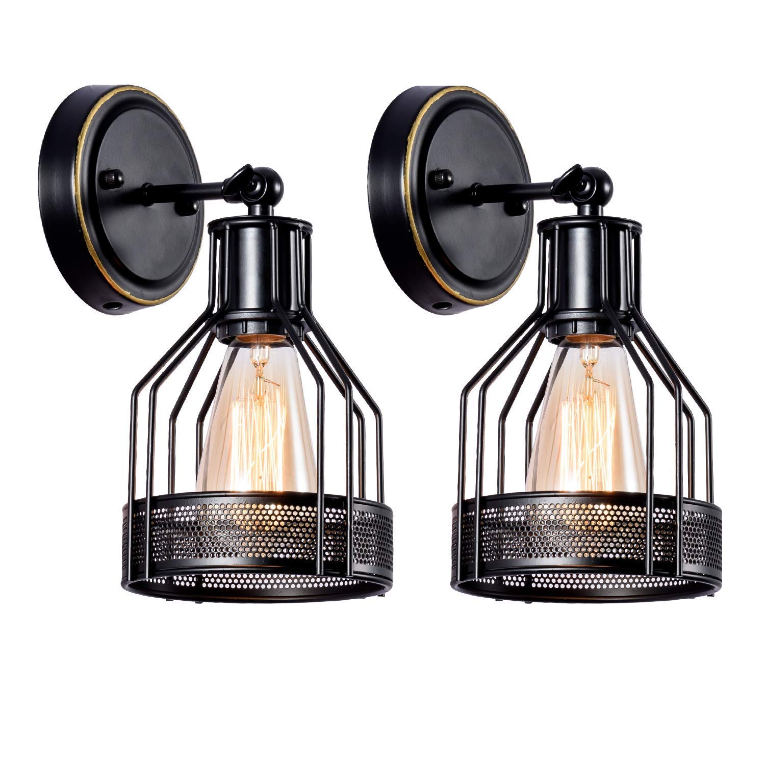Gladfresit Black Wall Lights Industrial Lighting, Bathroom Indoor Cage Light Fixture, Metal Shade With Finish,Vintage Wall Sconces Home Retro Lights(Bulb Not Included)