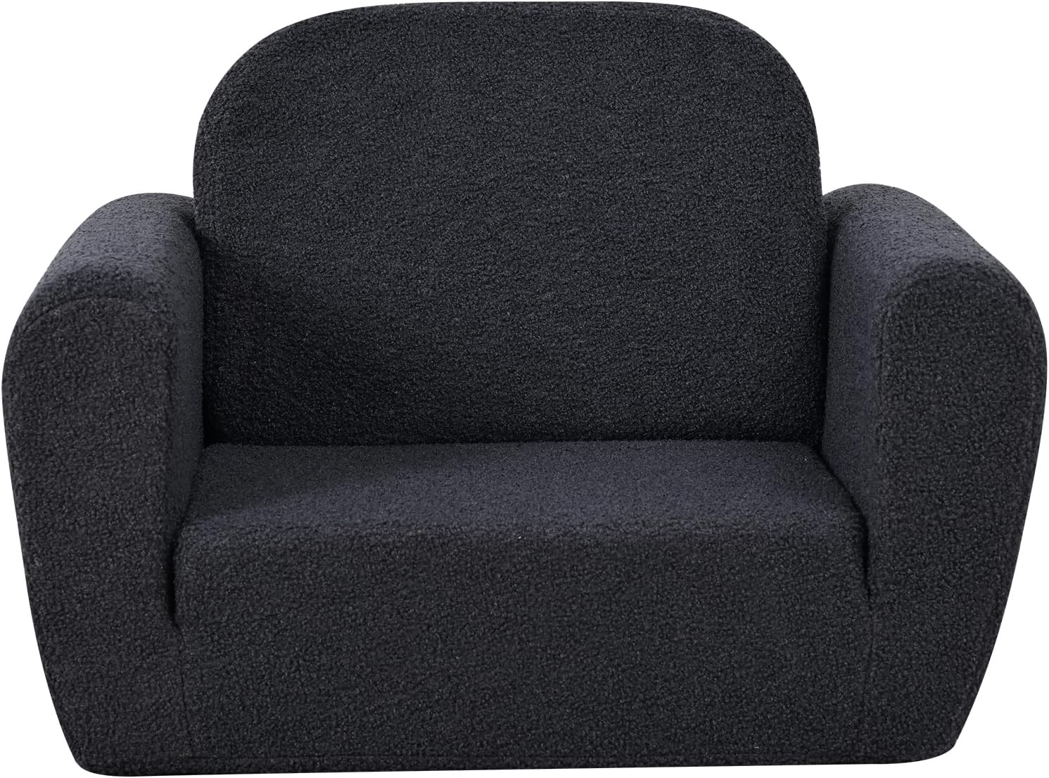 AFBKSS&BB Kids Sofa Bed,2 in 1 Fold Out Children's Sofa with Teddy Velvet,Kids Foam Couch for 0-4 Years,Flip Out Toddler Armchair (Grey)