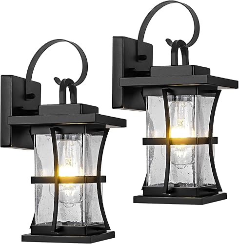 Miniatura 8 de Paquete de 2 lámparas de pared blancas para exteriores, moderna lámpara exterior impermeable, apliques de porche montados en la pared, aplique de