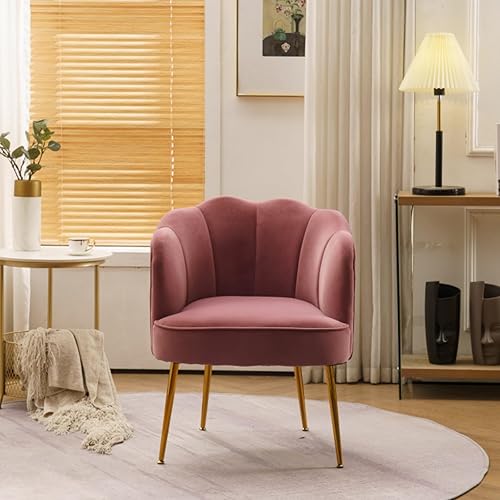 Miniatura 10 de Uneeruiqy Silla decorativa de terciopelo moderna con patas de metal, acogedora y suave, tapizada, para sala de estar, dormitorio (amarillo)