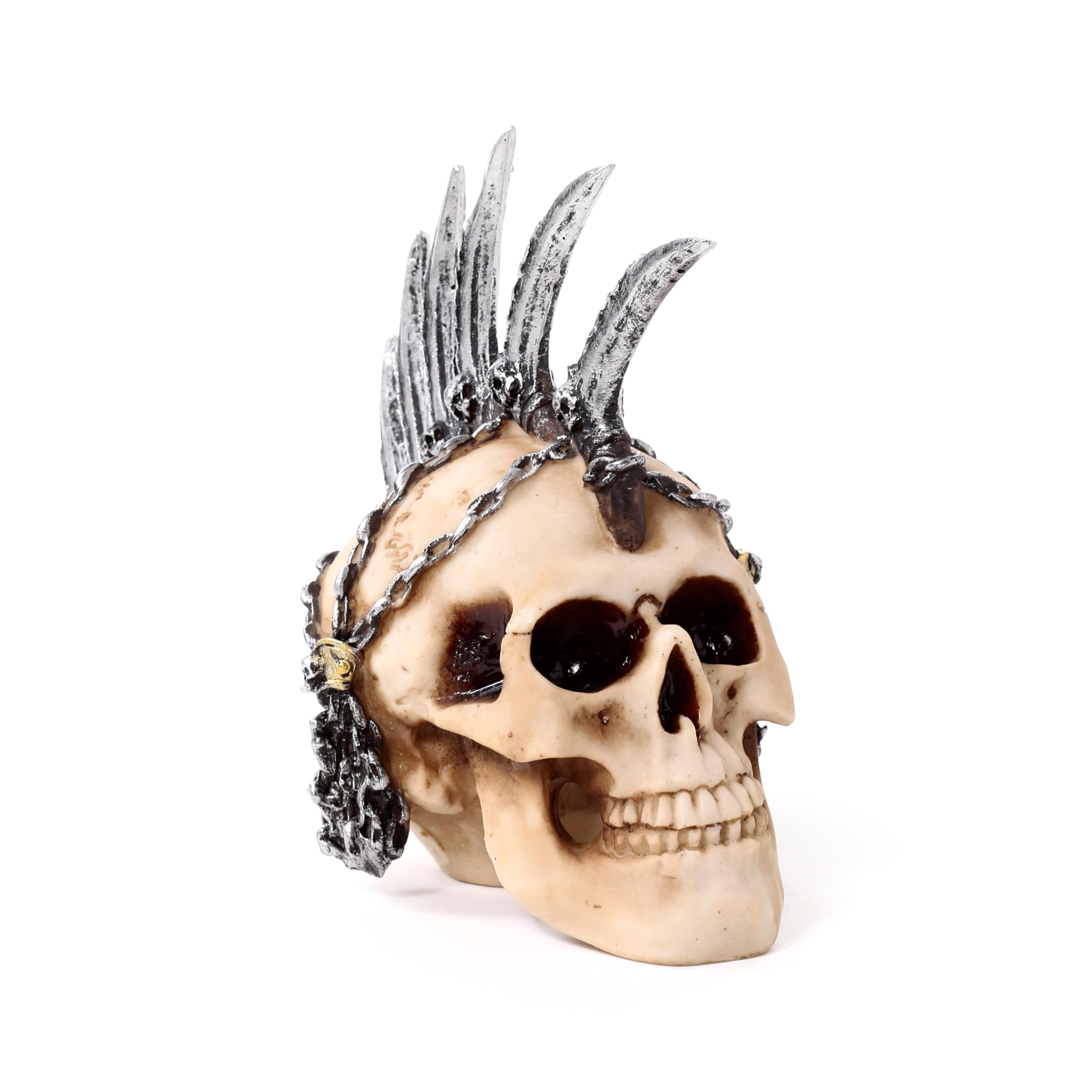 Blue Pirate Decorative Ornament - Punk Skull With Chains & Blades Mohican
