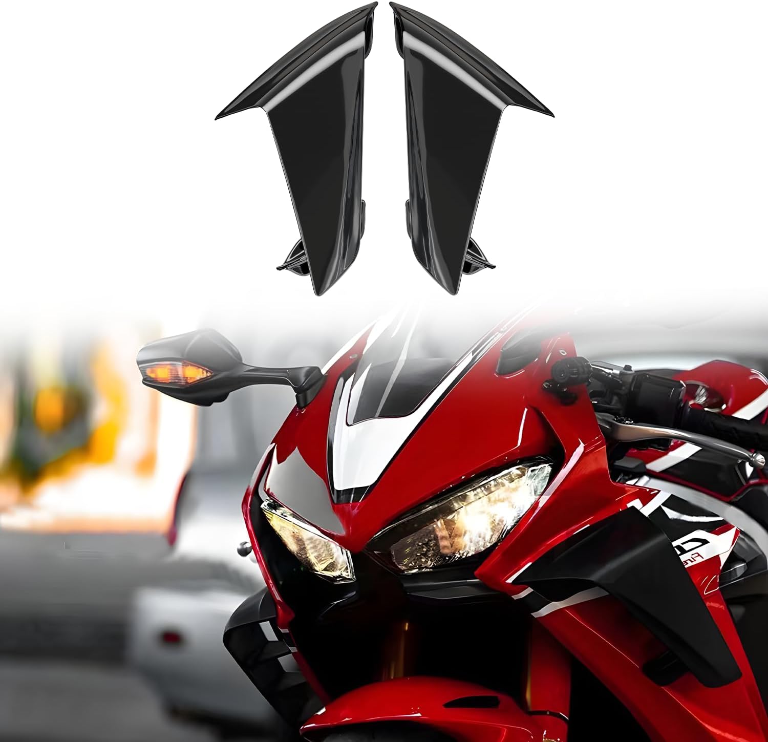 Motorcycle Winglet Fairings for HONDA - Fairing for HONDA CBR1000RR (2017-2020) - Spoiler Wing Enhance Performance & Style (Bright Black)