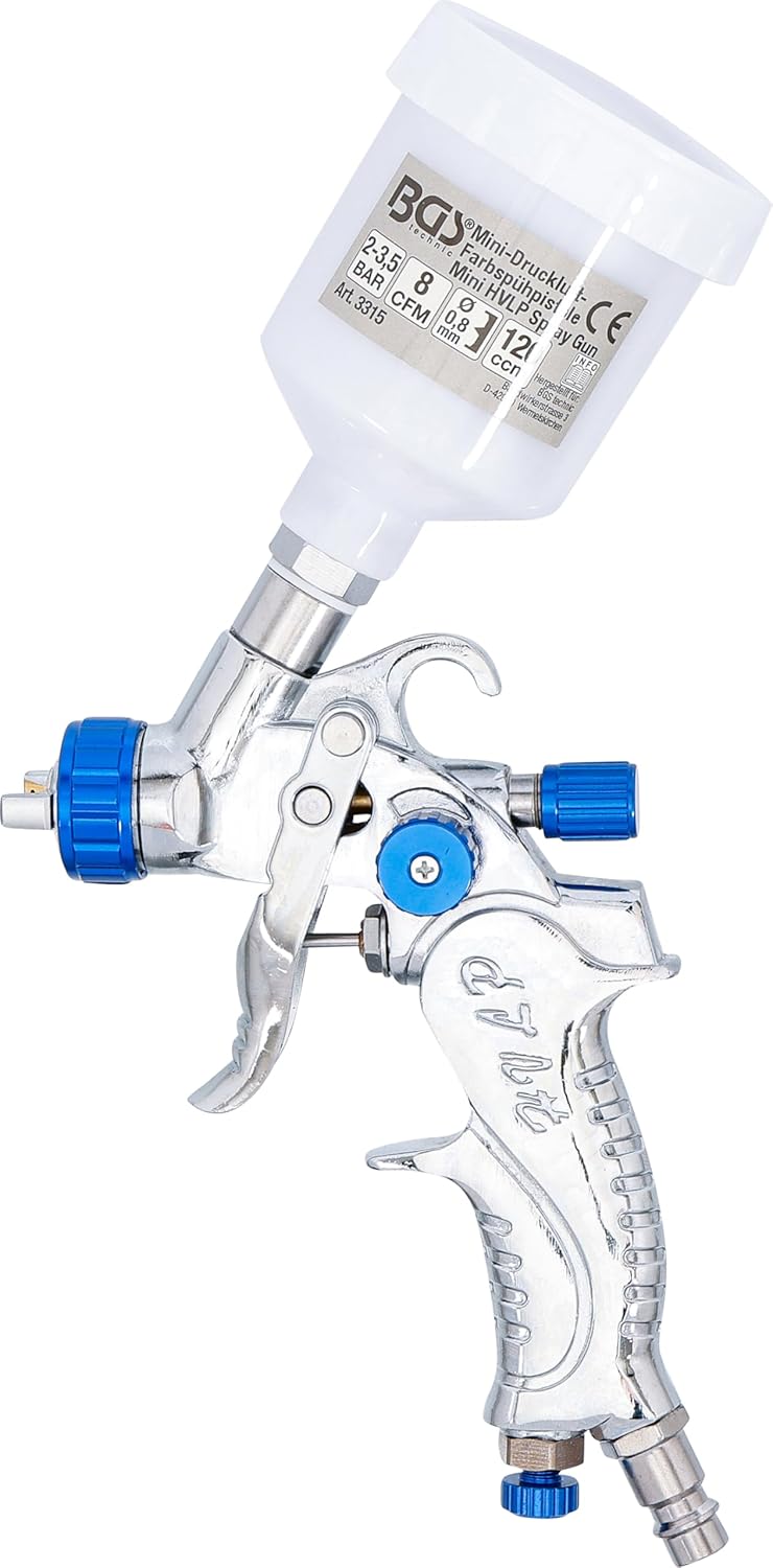 BGS 3315 Mini Air Paint Spray Gun, Silver/Blue/White, 120 cm