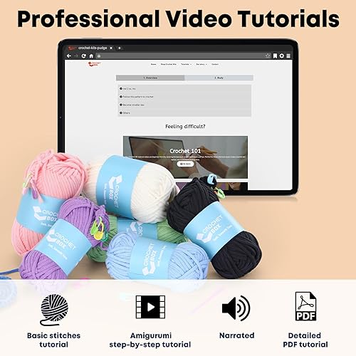 Miniatura 59 de Kit de ganchillo para principiantes: kit de ganchillo de vaca Highland, incluye hilo suave fácil de tejer, tutorial en video paso a paso, gancho
