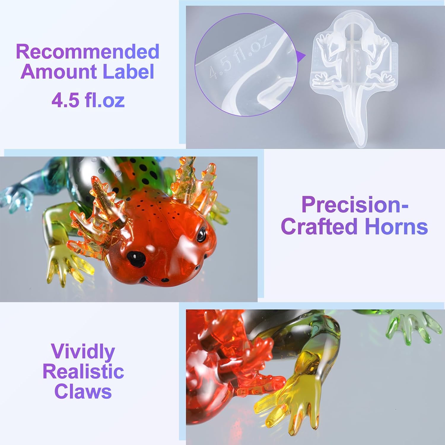 Bundle Set of Axolotl Resin Mold and Upgraded Mini Auto Resin Mixer, Hands-Free Easy Clean Epoxy Mixer with 16fl.oz Silicone Mixing Cup, Stepless Speed Continuous Electric Epoxy Resin Mixer