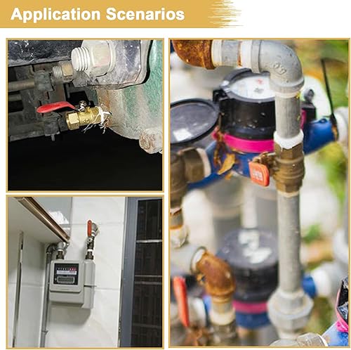 Miniatura 5 de Uharbour Interruptor de cierre de válvula de bola de latón de 14 ", mini válvula de bola de 14 pulgadas con conexión de tubería de rosca NPT macho y