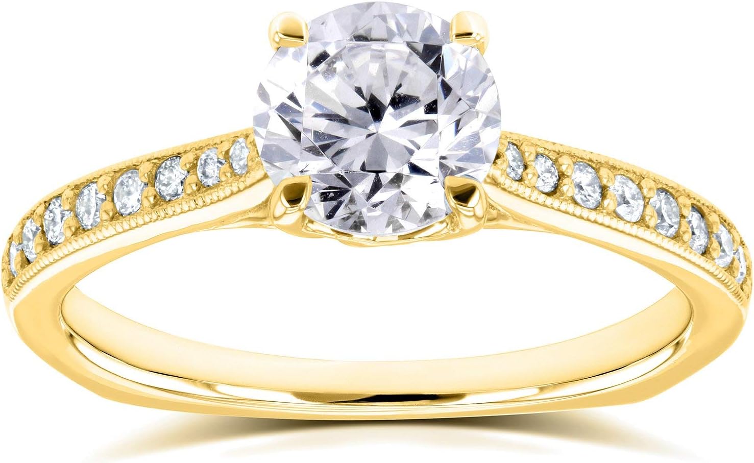 Kobelli Diamond Vintage Style Trellis Engagement Ring 1 1/5 CTW 14k Yellow Gold