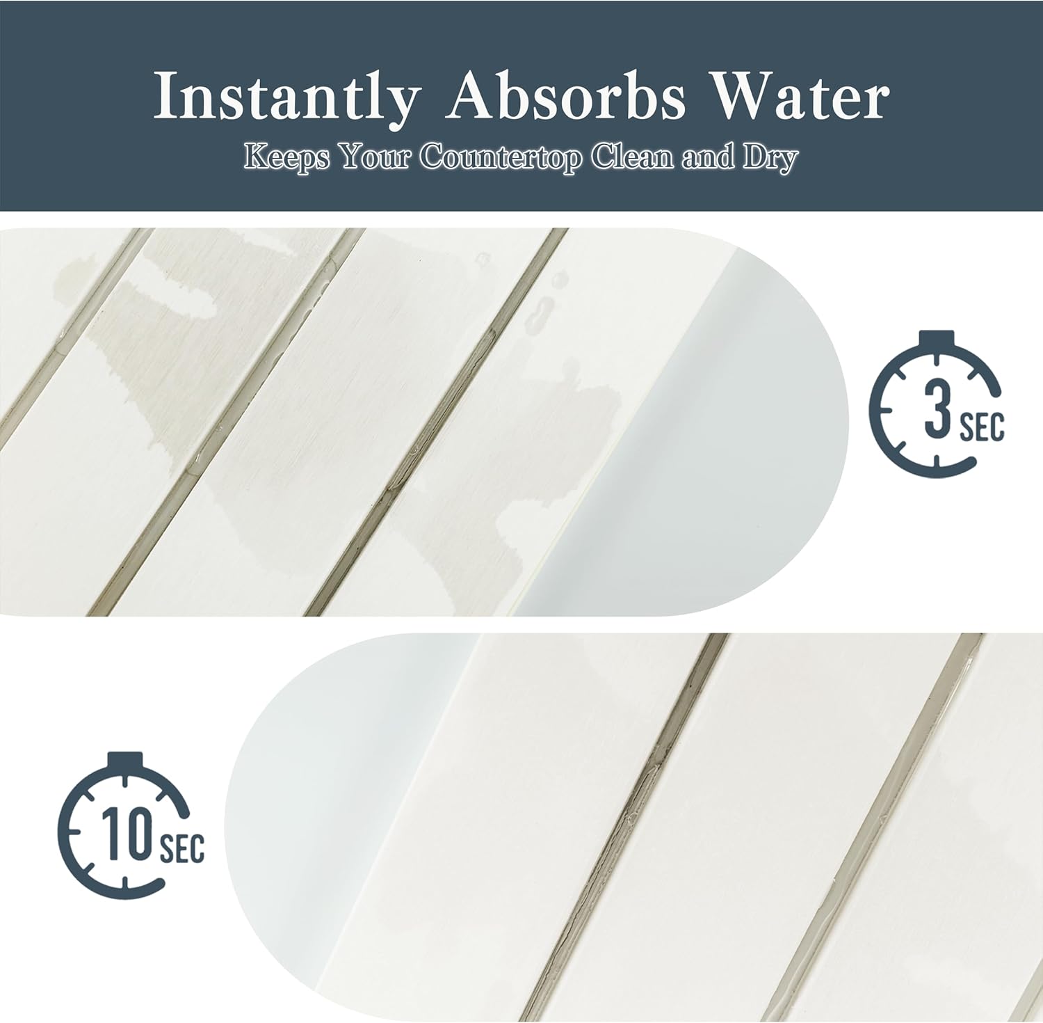 2pcs Stone Dish Drying Mat for Kitchen Counter, Quick-Dry Diatomaceous Earth Water Absorbent Pad & Countertop Drainer, Home Essentials for Bath and Pets - White, 24x16’’ & 8x4’’