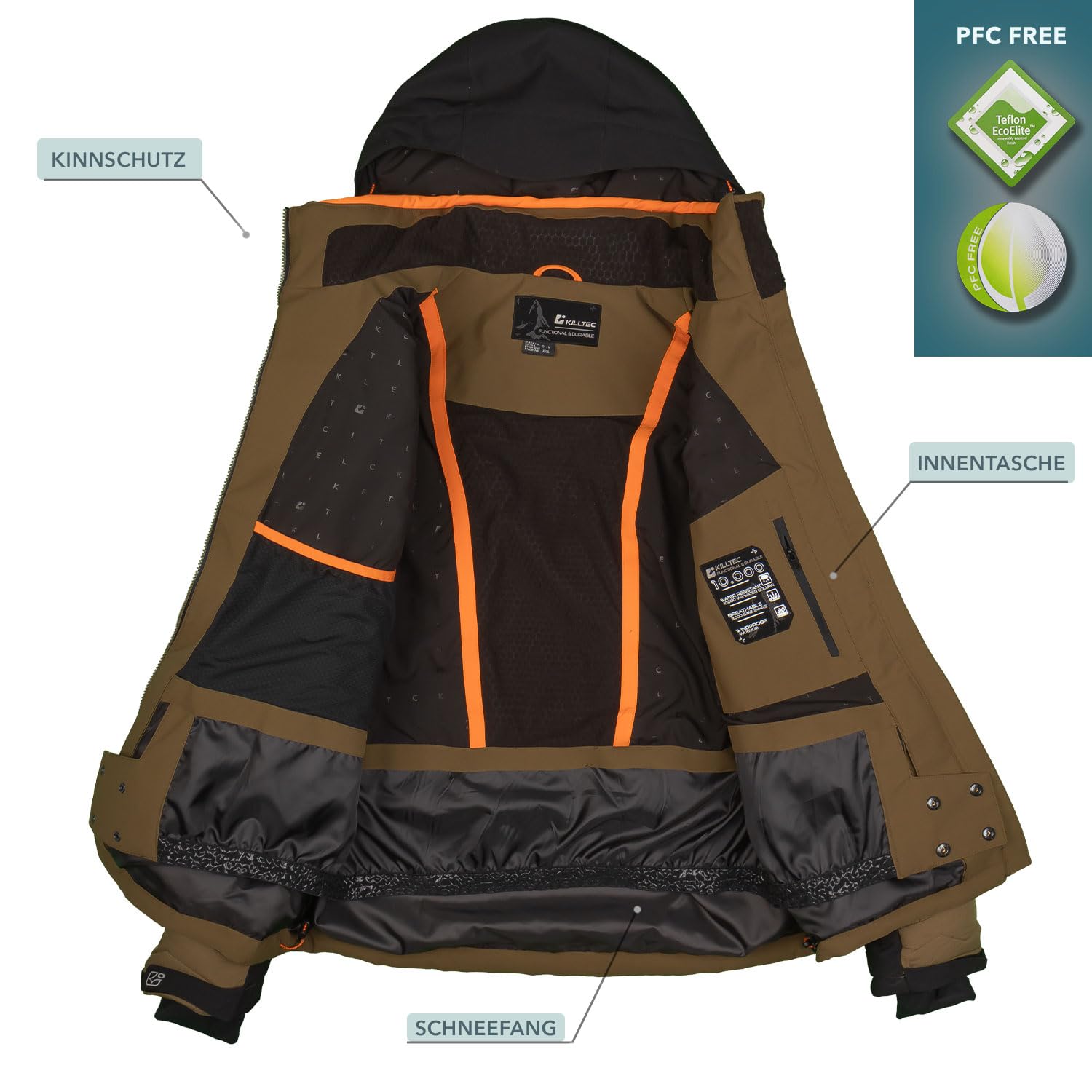 Killtec Herren Skianzug 2-tlg. Skijacke und Skihose - winddicht, wasserdicht mit 10.000mm Wassersäule, atmungsaktiv