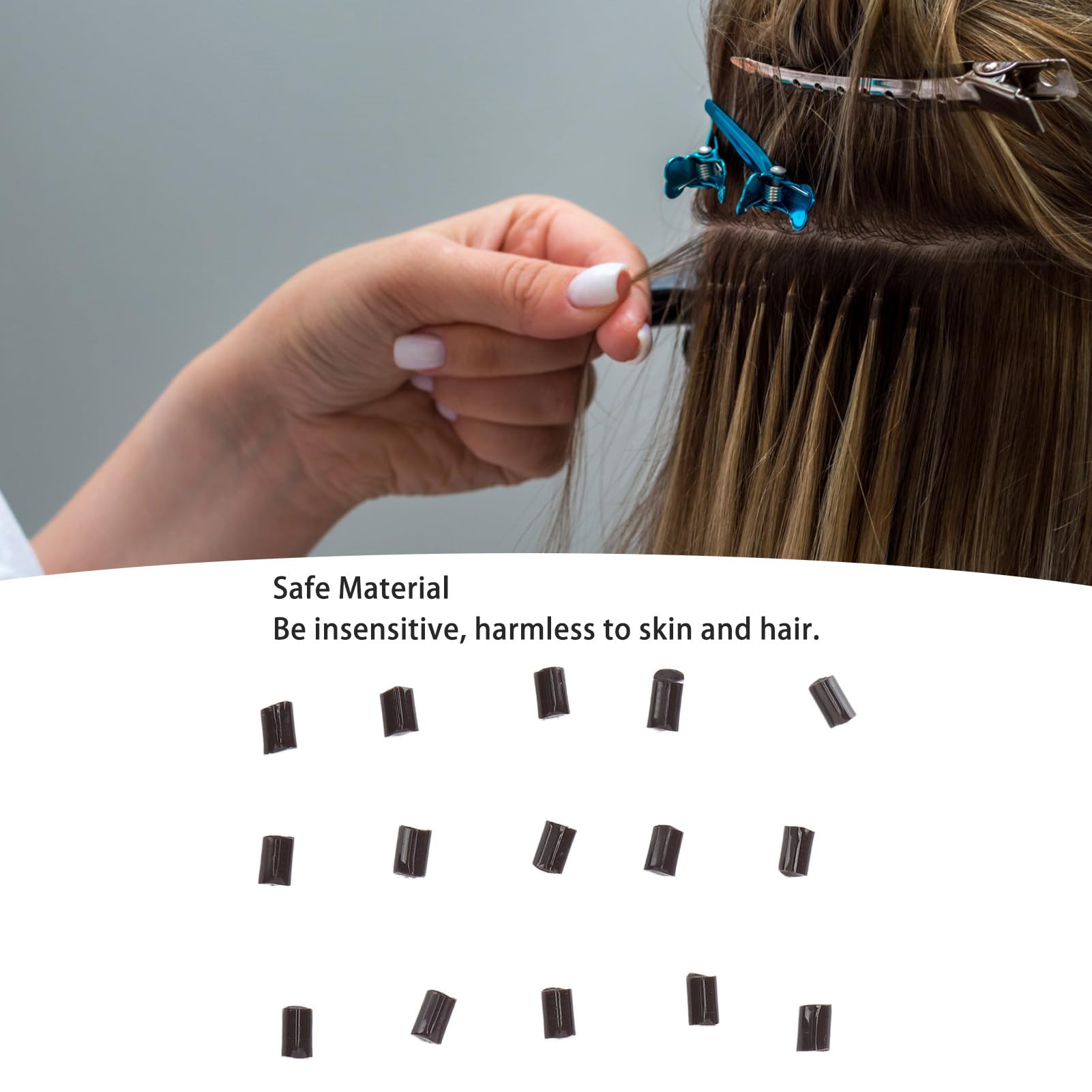 Colla di Cheratina Italiana Perline di Granuli di Fusione Marrone per Extension di Capelli, Punta di Colla di Cheratina Calda 100 G per Extension di Capelli, Design delle