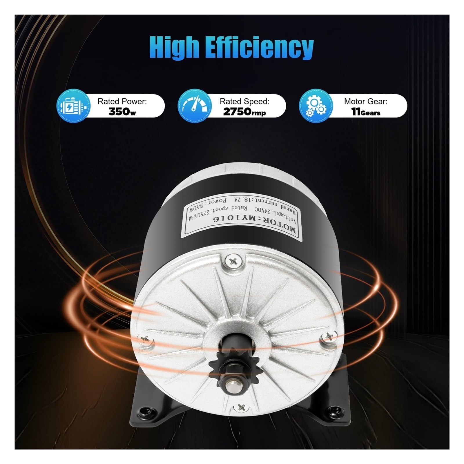Kit Motore Brushless Ad Alta Potenza 24V 350W Con 11 Ingranaggi, Fai Da Te For Scooter, Veicoli Elettrici, Motociclette, Turbine Eoliche Ecc Prestazioni Ad Alta Velocità