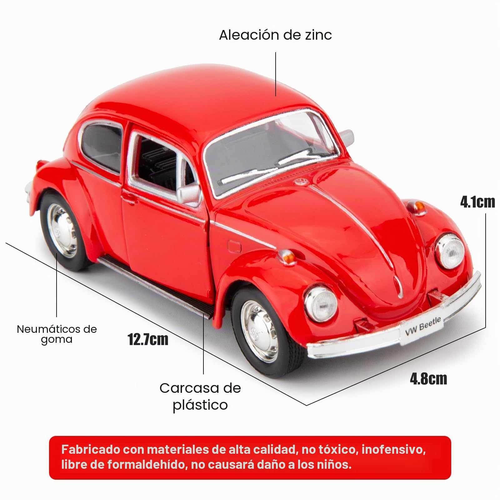 imtfzct 1/36 Volkswagen Beetle (VW Beetle) modelo de coche de fundición, aleación de zinc juguete coche para niños, vehículos de juguete para niños pequeños, niños, niñas, regalo