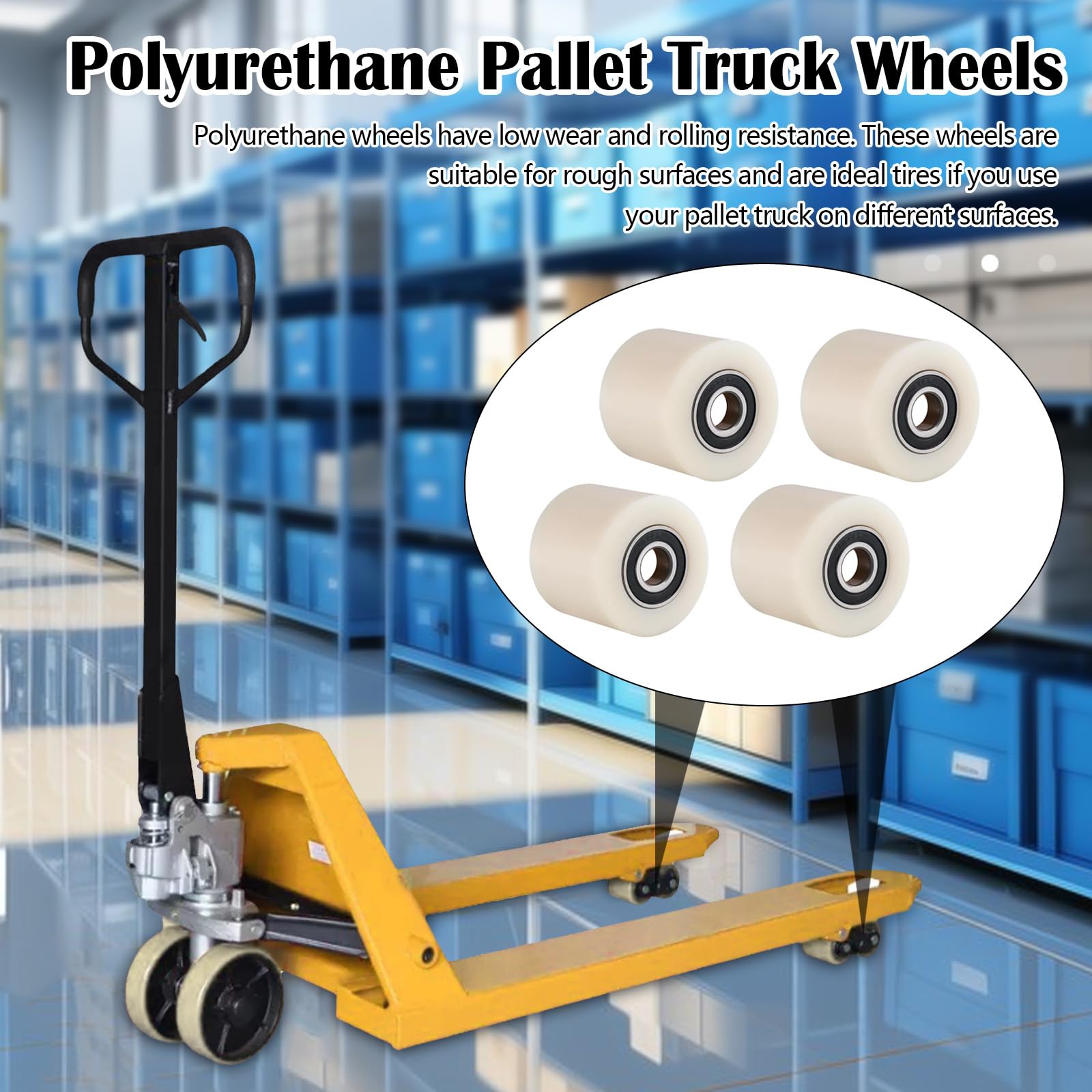 Ruote per Carretto per Pallet Nylon 80 x 70 mm, Set di 4 Asse 20 mm Ruote per Transpallet con Cuscinetti a Sfera Ruote Portata 1000 kg per Transpallet Camion Trasportatori Materiale
