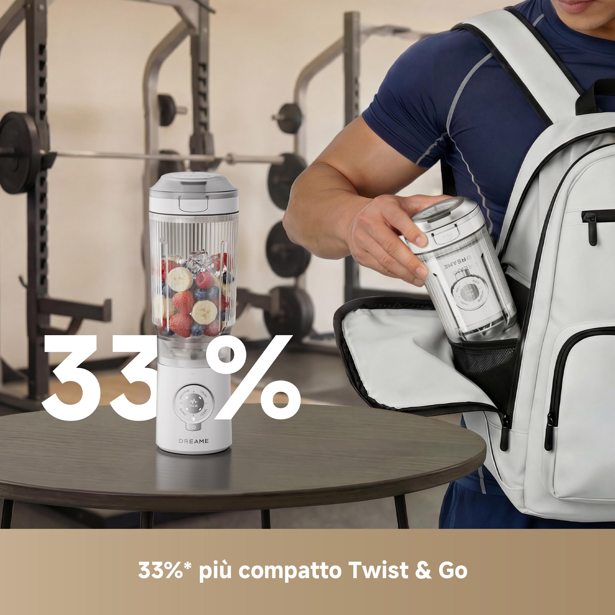 DREAME PortFresh Frullatore Portatile, Base Rimovibile, Ricarica Rapida, Bicchiere 880 ml Senza BPA (Capacità 500 ml), 5 Funzioni Preimpostate, Modalità di Autopulizia,Lavabile in Lavastoviglie,Bianco - 4