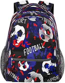 Mochilas escolares leves para meninos e meninas adolescentes estampa abstrata de futebol à prova d'água 16 polegadas mochilas para laptop de viagem casual mochila adequada para homens e mulheres trabalho viagens caminhadas acampamento, Multicor, Medium