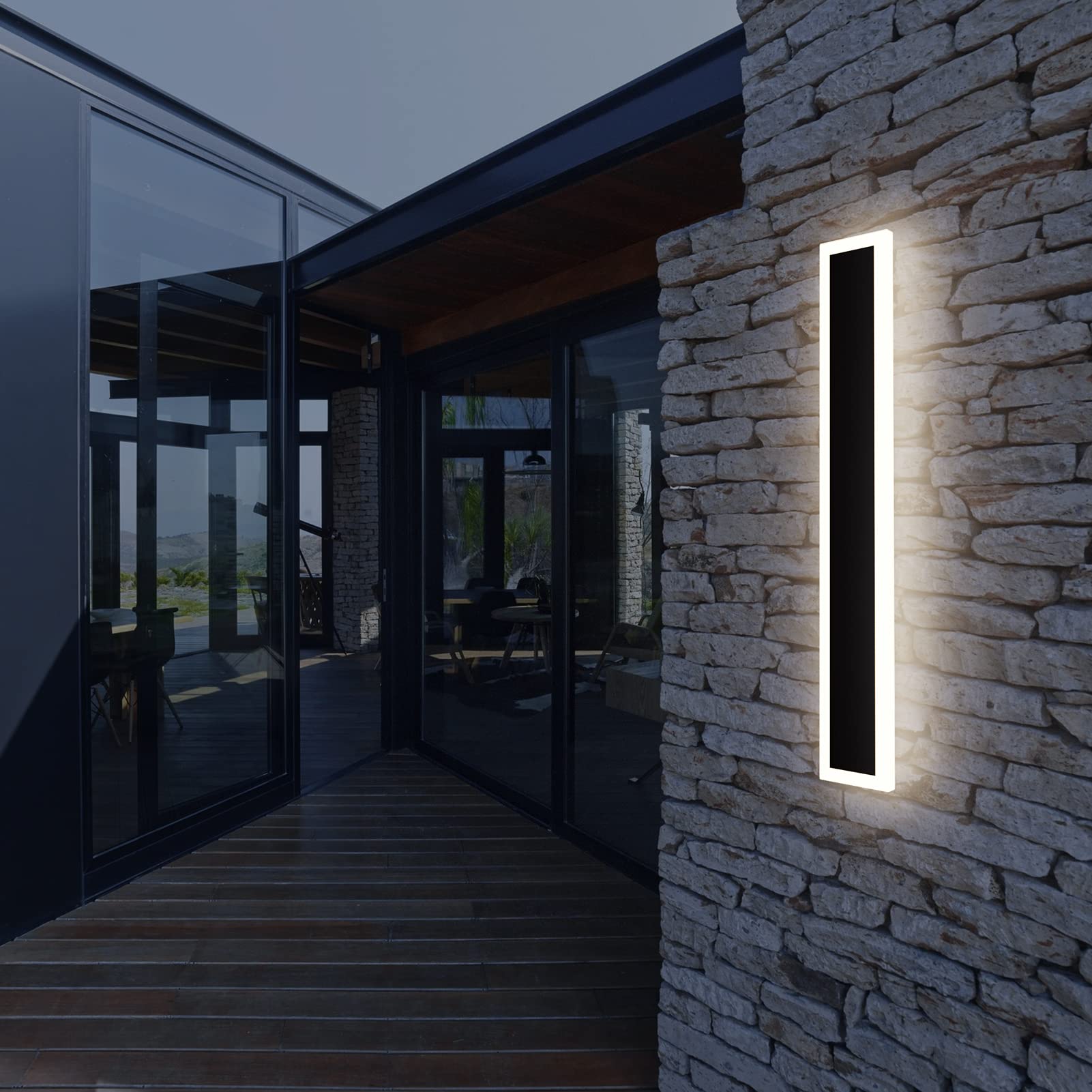 Klighten Applique Esterno LED 60CM/20W Bianco Naturale 4500K, Nero