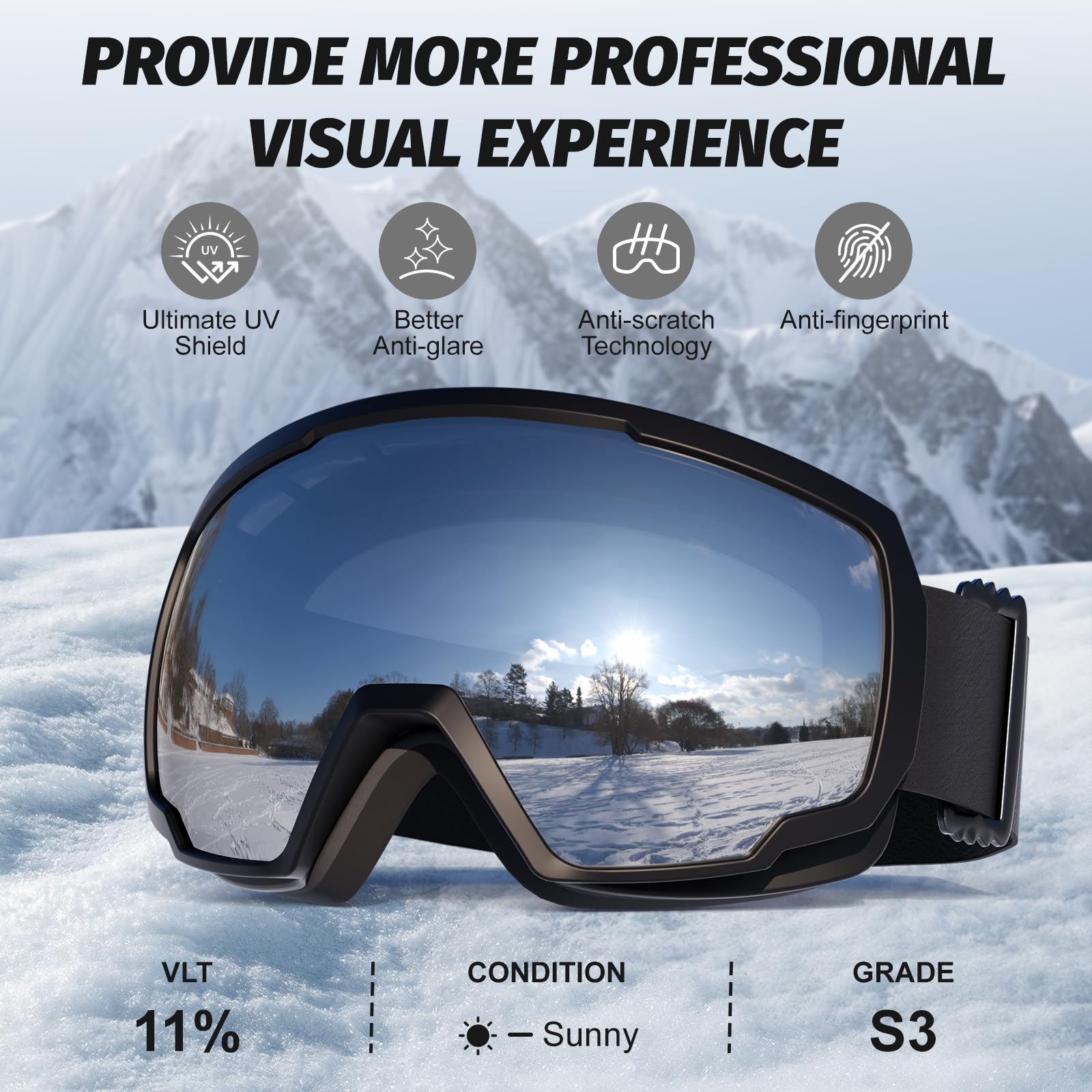Gogle narciarskie snowboard skuter śnieżny mężczyźni kobiety młodzież, przeciwmgielne okulary OTG snowboard narciarstwo śnieg sporty gogle dla dorosłych