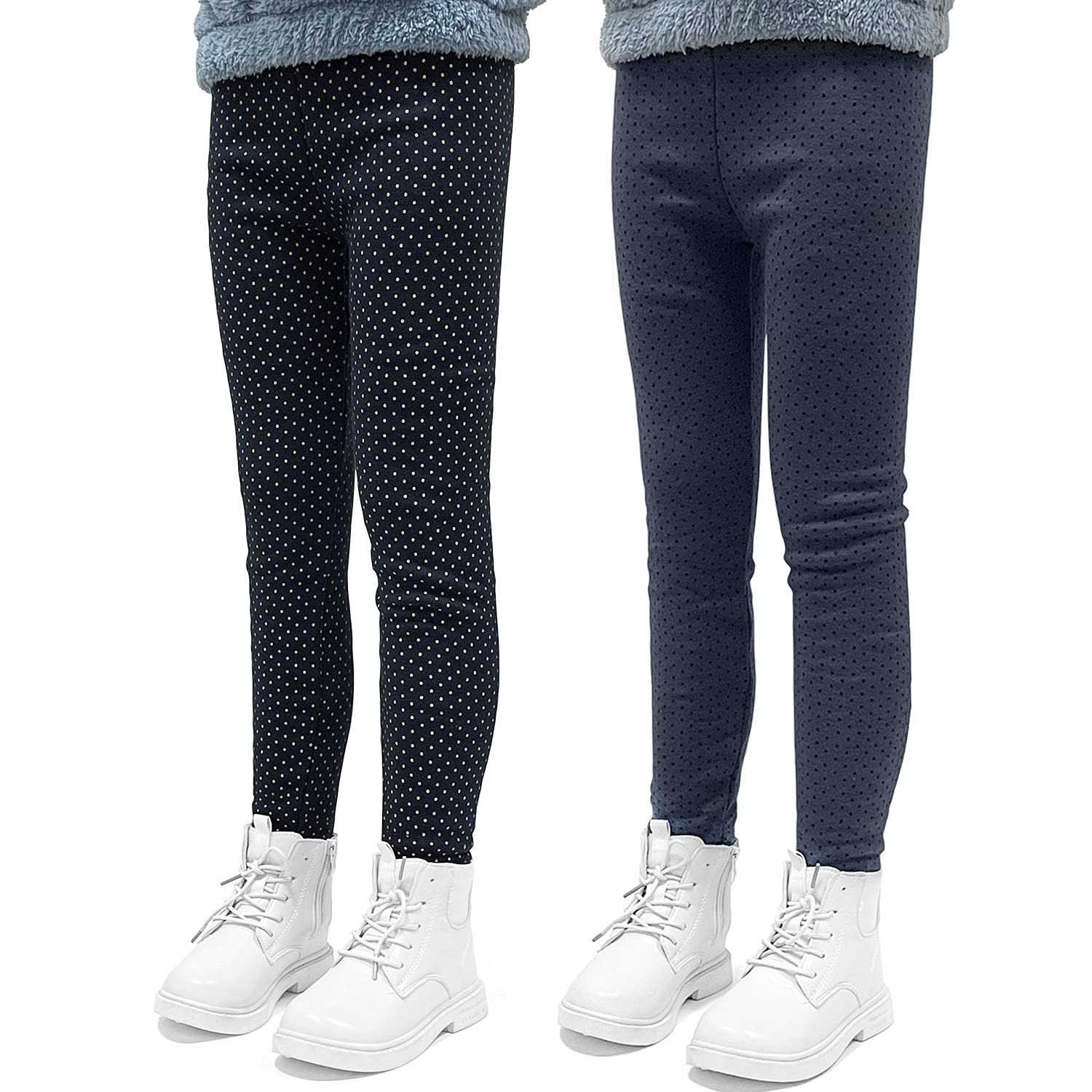 Leggings Niñas Pantalones de Lana Pantalones Largos Elásticos Medias Cálidos de Invierno para Niños Wave Point