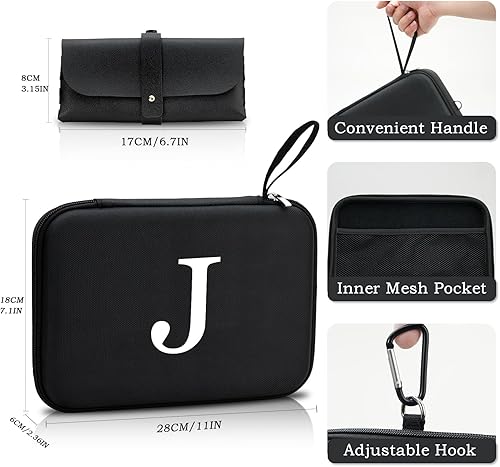 Miniatura 2 de Estuche organizador de lentes de sol duro con inicial personalizada de EVA, regalos de cumpleaños para mujeres y hombres con mosquetón de metal