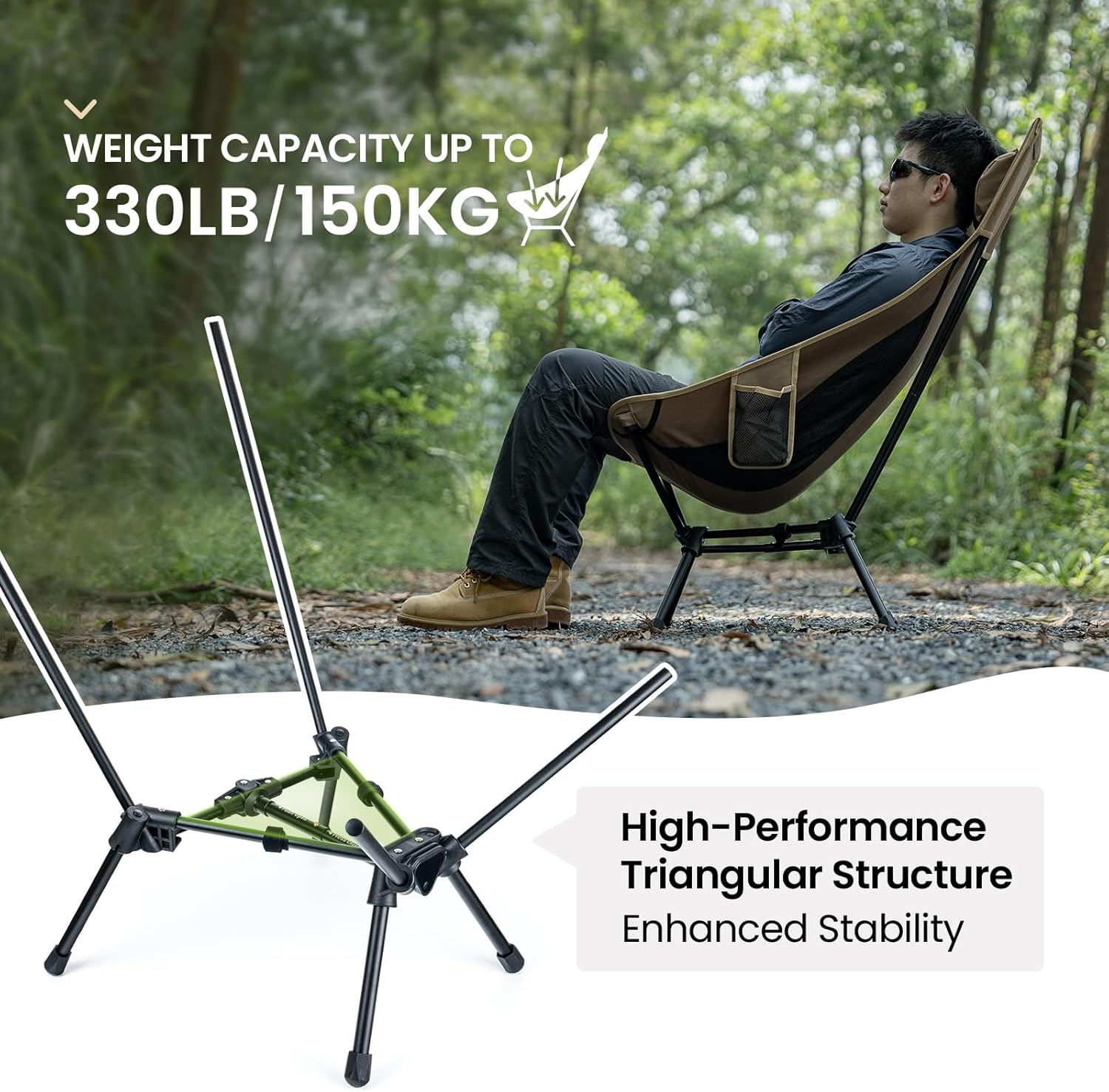 ONETIGRIS Tigerblade High Back Camping Chair with Pillow Design, Comfortable Widened Seat Folding Chair - Image 6