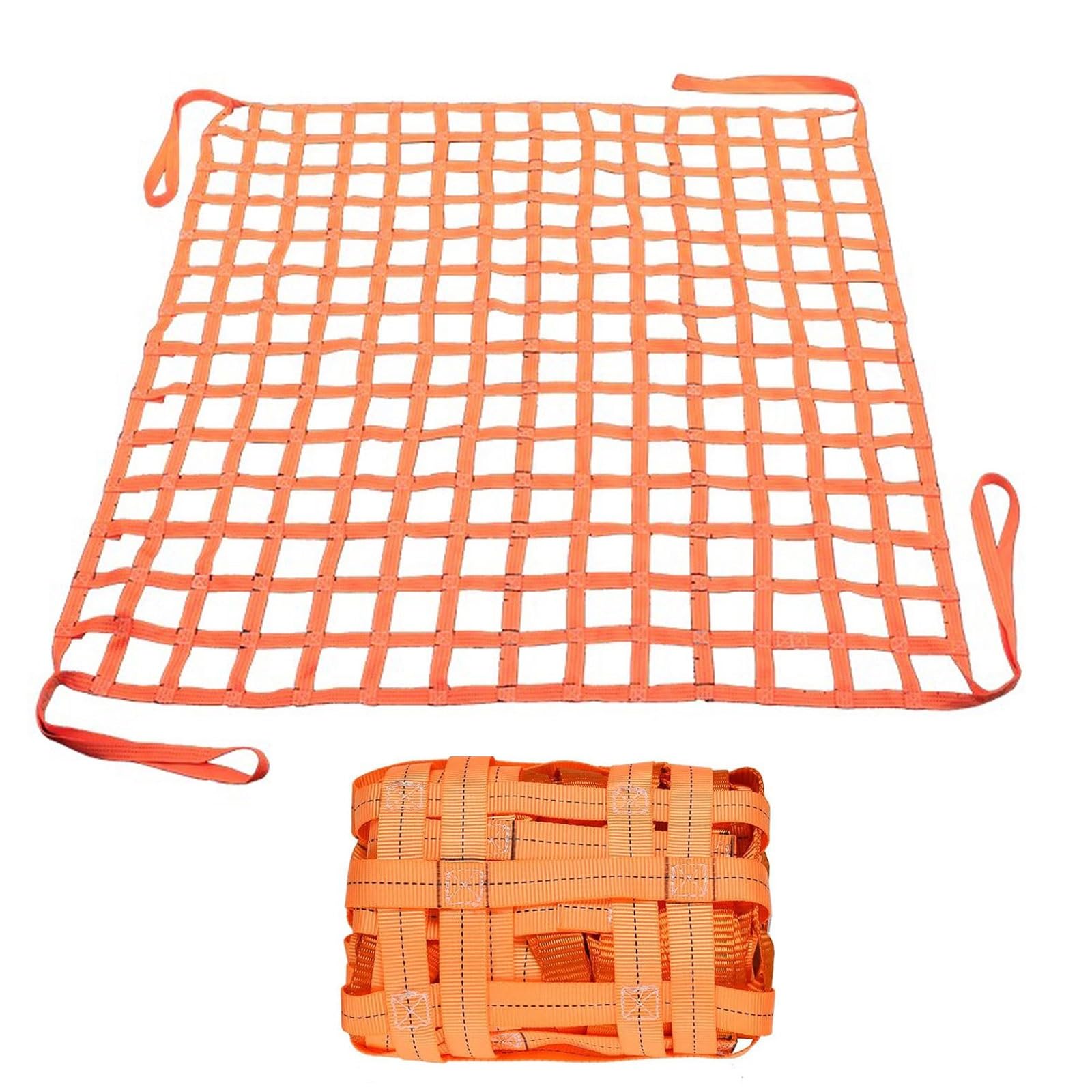 DRemdo Cargo Lifting Net - Lifting Straps for Hoist - Cargo Hanging Net - Safety Lifting Net Straps - - Max. Load Capacity: 440lb-7716lb (Color : Orange, Size : 4x4m(5511lb))