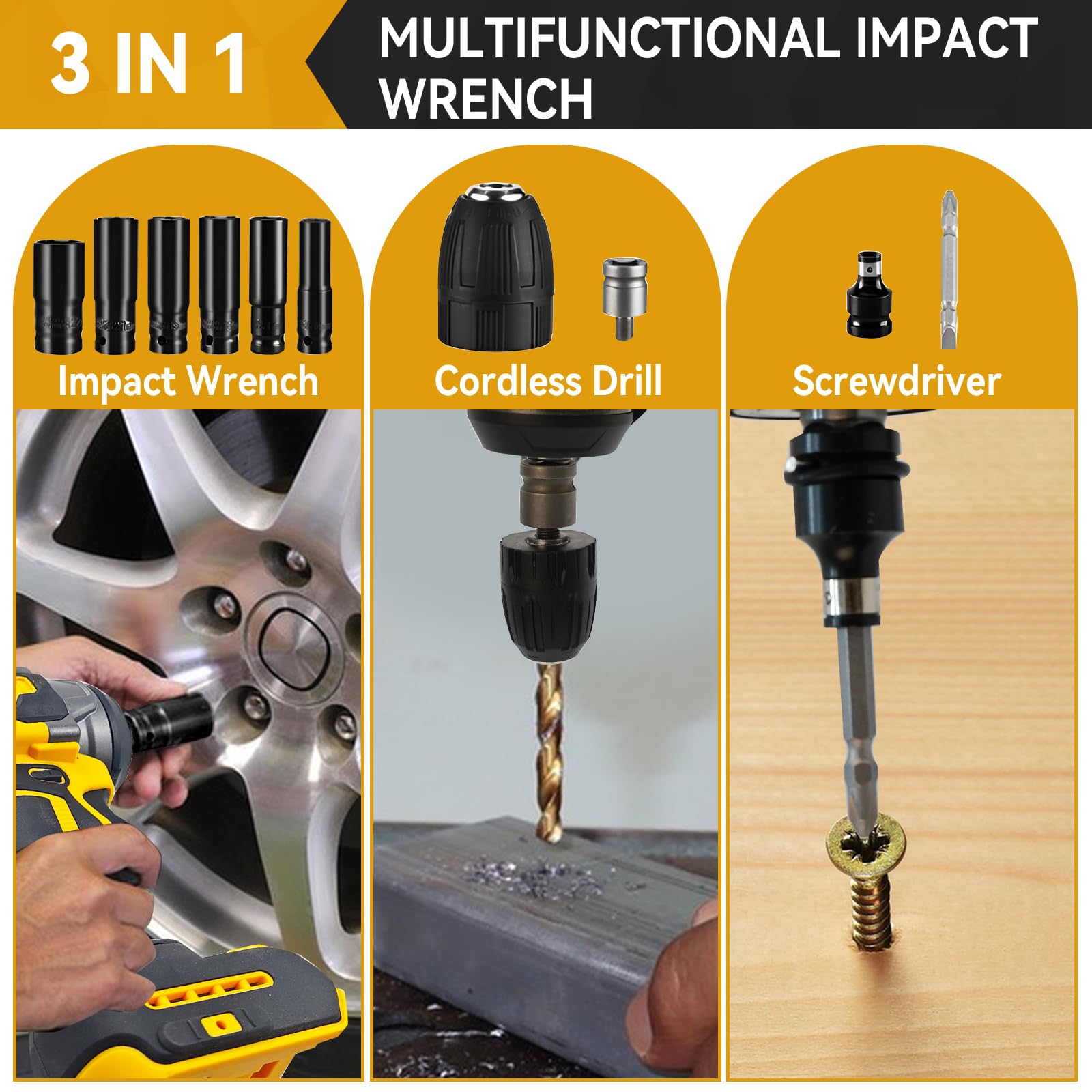 Bezprzewodowy klucz udarowy do akumulatora Dewalt 18 V 20 V Max, 700 Nm 1/5.1 cm bezszczotkowy pistolet udarowy, elektryczny sterownik udarowy, regulacja 3 prędkości z 6 gniazdami do mebli