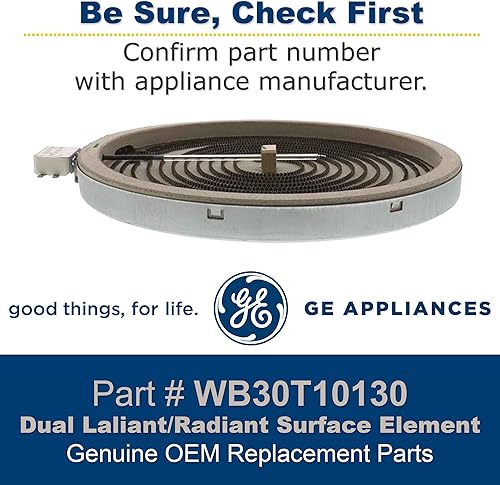 Miniatura 5 de GE WB30T10130 - Elemento de superficie radiante dual Haliant/Radiant OEM genuino para GE Range, color blanco