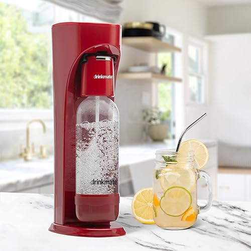 Miniatura 5 de DrinkMate OmniFizz - Máquina de agua con gas y refrescos, carbonata cualquier bebida sin diluirla, cilindro de CO2 no incluido (rojo rey)