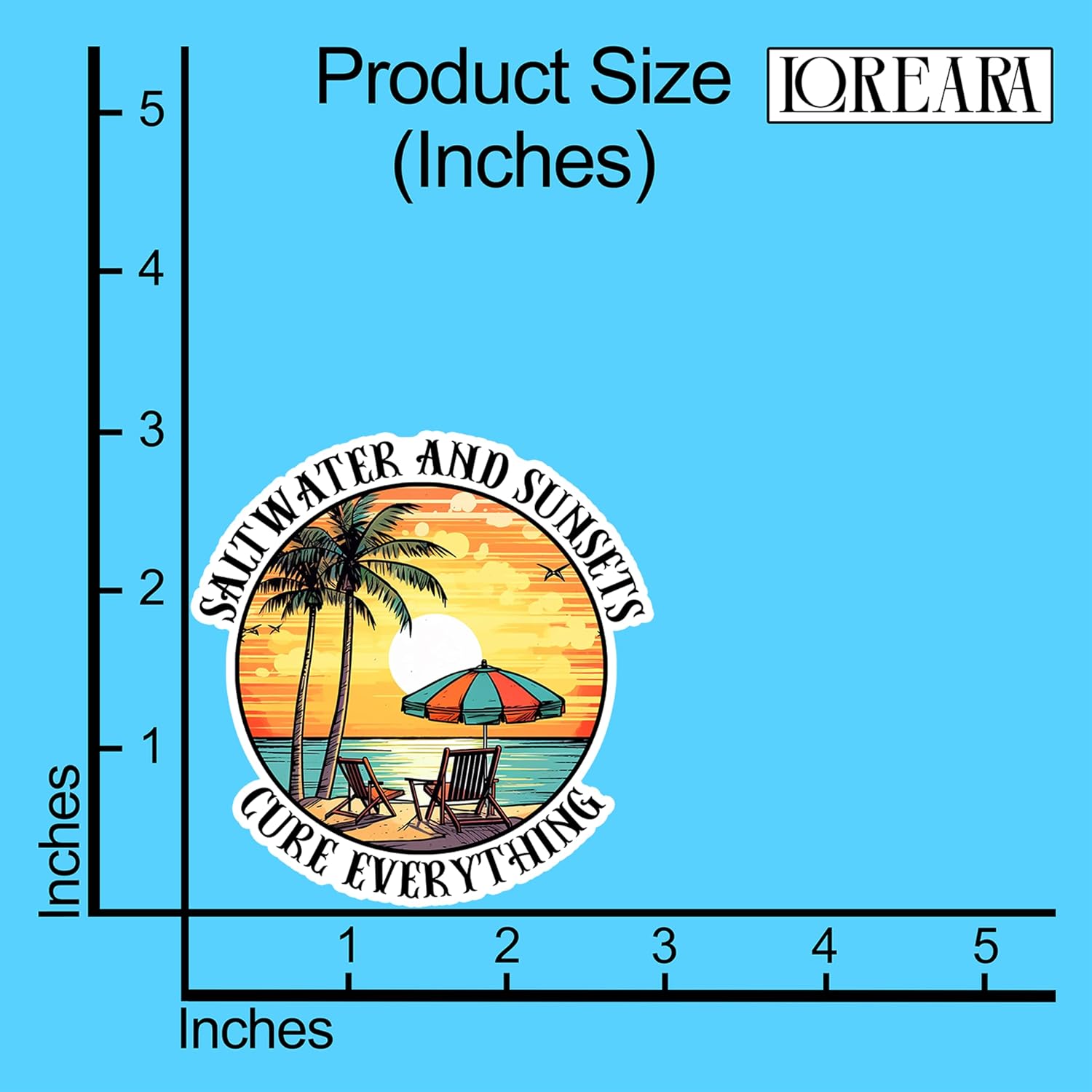 (3Pcs) Saltwater And Sunsets Cure Everything Inspirational Sticker Beach Ocean Camping Lover Decorative Stickers Waterproof Vinyl Decal For Tumbler Water Bottle Laptop Phone Notebook Size 2.9x3 Inches image 4