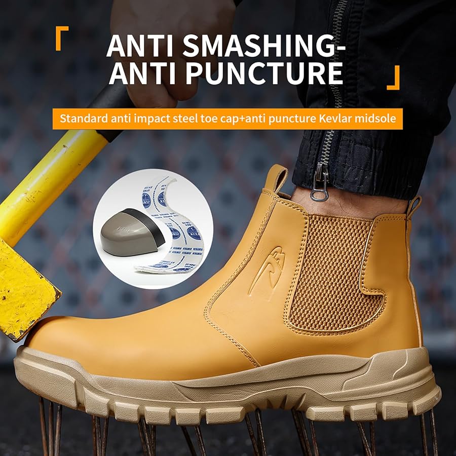 Botte Haute De Sécurité à Bout En Acier, Chaussures De Travail De Construction Respirantes, Légères Et Résistantes Aux Chocs-43