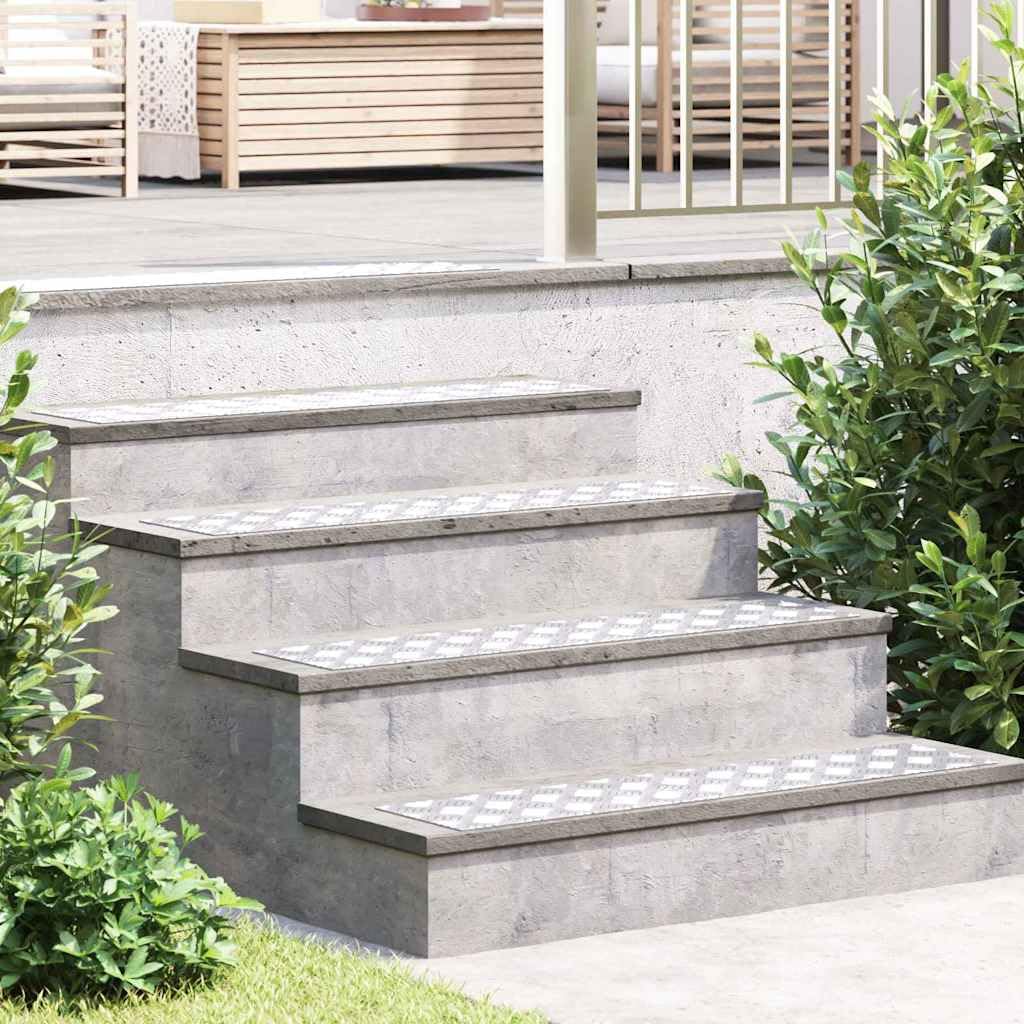 Hothingwell Stopień schodów aluminiowych 90x20 cm 4 sztuki srebrny | Antypoślizgowy wzór w kratkę, do użytku na zewnątrz, łatwa pielęgnacja, nowoczesny design