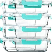 Vista 9 de Contenedor de vidrio para comida preparada [8 unidades, 30 onzas], contenedores de vidrio MCIRCO para almacenamiento de alimentos, contenedores