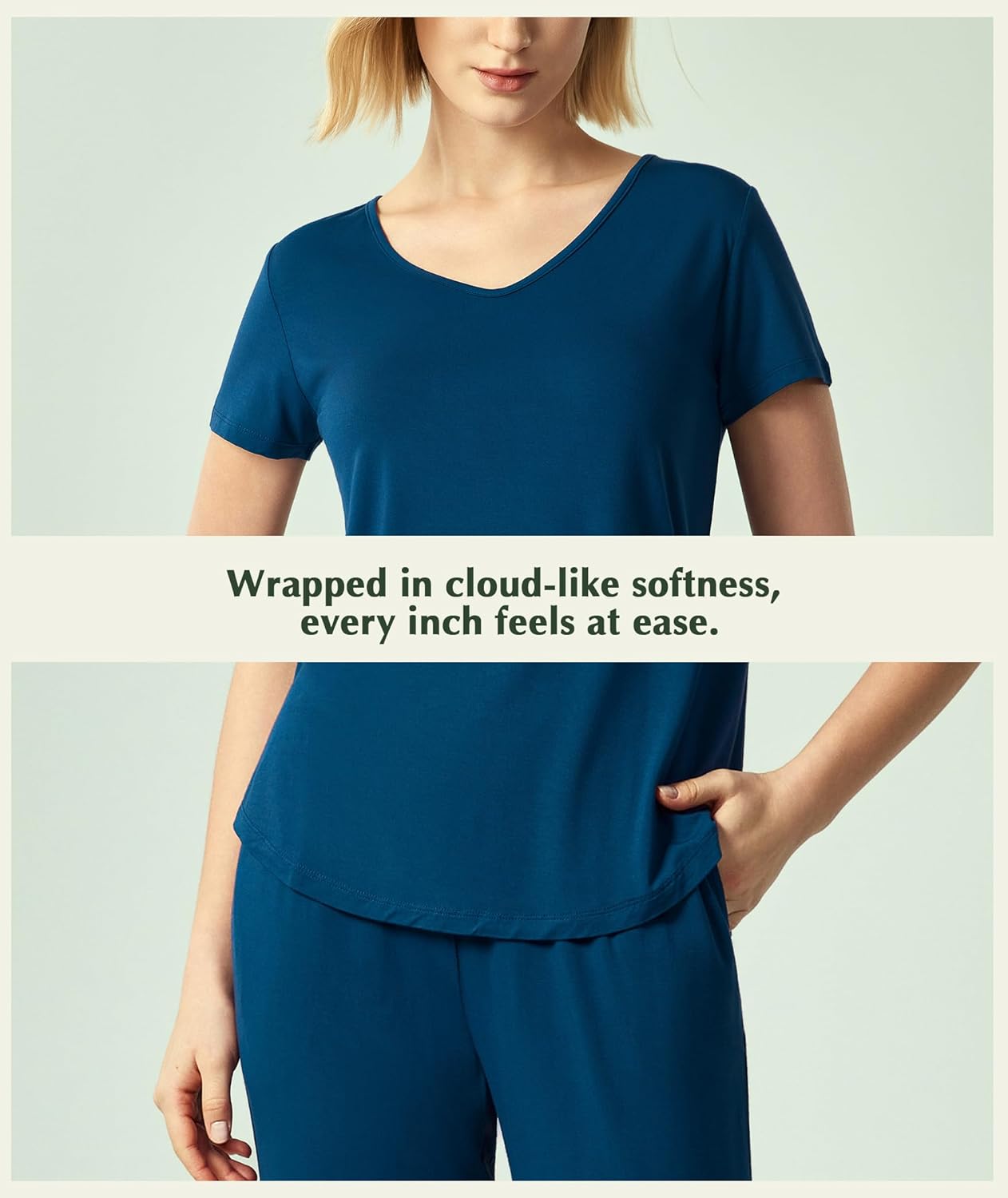 GYS Bamboo Viscose Women Pajama Sets Short Sleeve Top and Capri Pants 2 Piece Casual Lounge Sets - Image 6