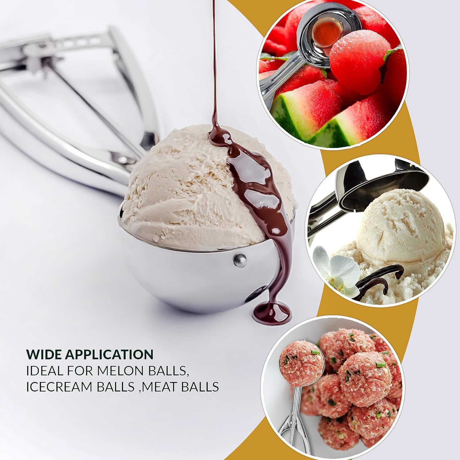 Paderno World Cuisine 1/100 Per Liter Stainless-Steel Ice Cream Scoop