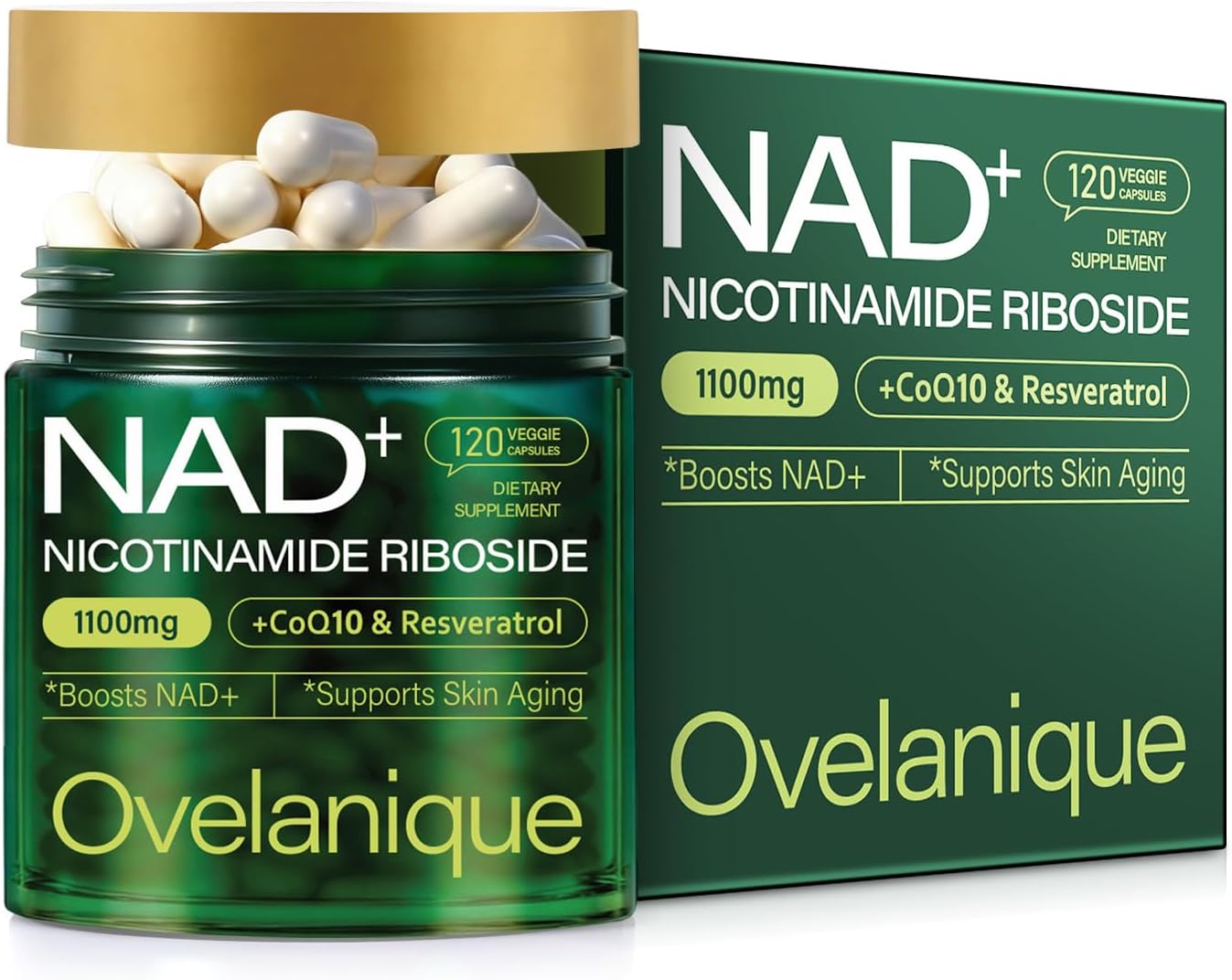 NAD Supplement with Nicotinamide Riboside & Resveratrol |NMNH Supplement Alternative| NAD+ Complex with Quercetin Phytosome & CoQ10 | Liposomal Delivery,120 Capsules(Packaging May Vary)