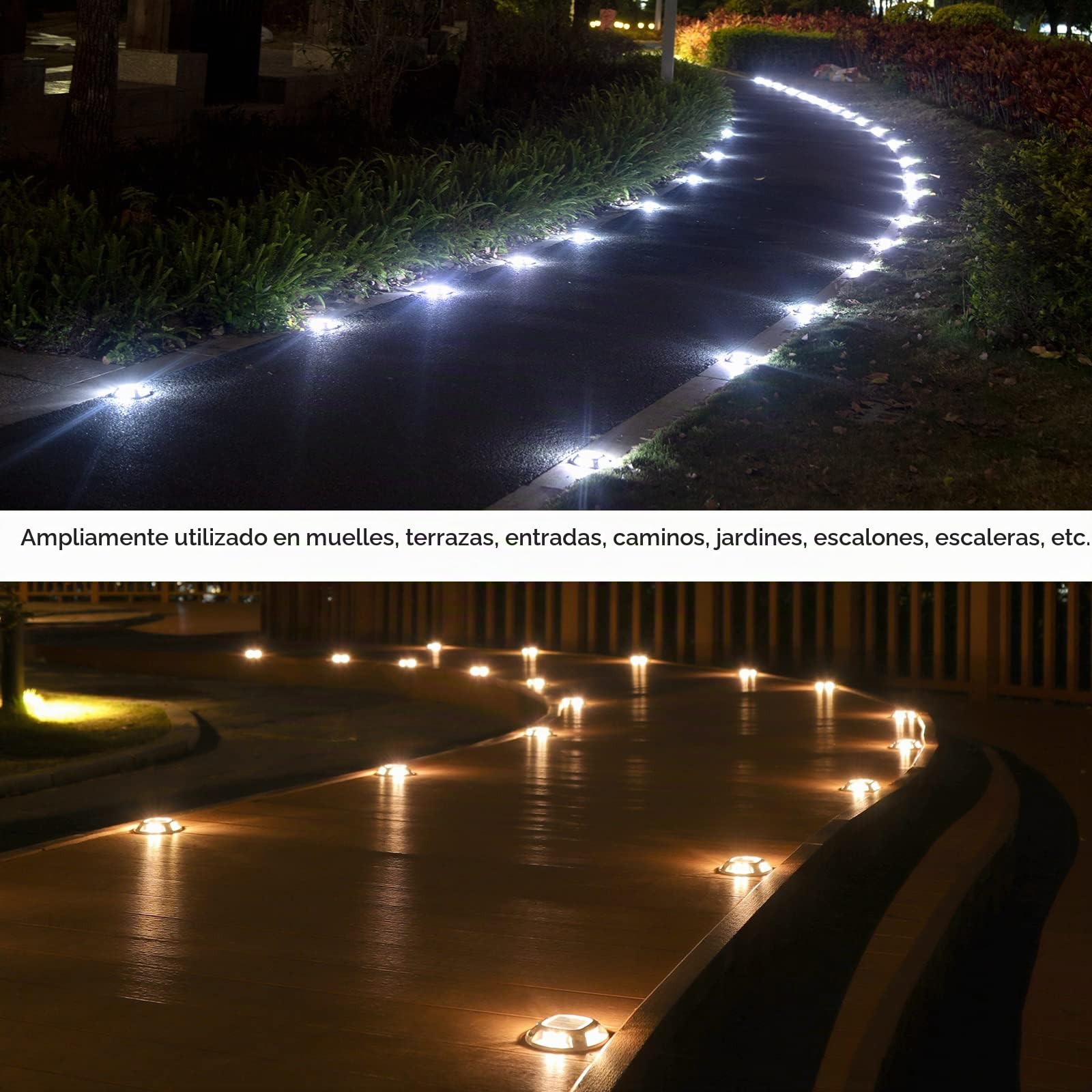 AGPTEK 8 x Luz Solar Exterior Luces IP68 Impermeable Jardín, 2 Modos | Auto ON/OFF Luz Solar Suelo 2 Color Modos para Patio, Garaje, Camino, Escaleras Aceras Pasillos (Blanco Cálido/Frío)