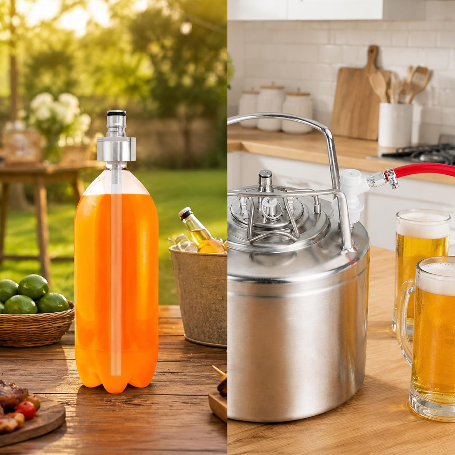 FERRODAY Carbonation Cap & Ball Lock Keg Gas Disconnect Set, Quick Connect
