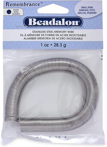 Miniatura 10 de Beadalon Remembrance - Alambre de memoria de acero inoxidable, redondo, pulsera, brillante, 1 oz, aprox. 75 bobinas, Acero inoxidable, Sin gemas.
