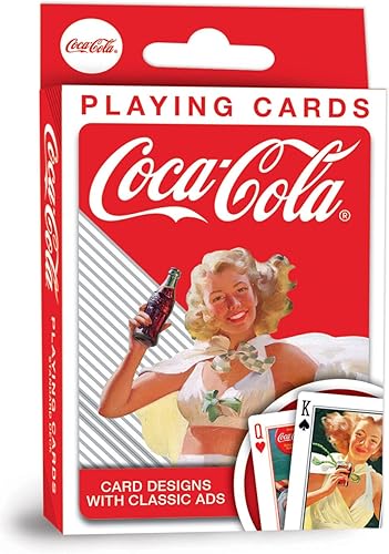 MasterPieces Family Games - Coca-Cola Vintage Pin-ups - Baraja de cartas con licencia oficial para adultos, niños y familia