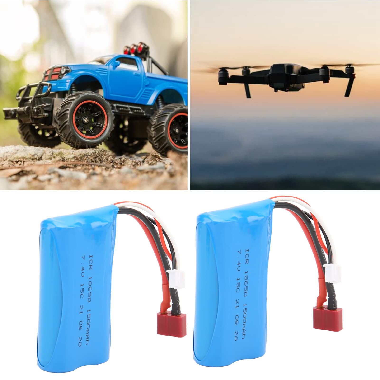 Batterie Lipo 7.4V 1500mAh 15C pour Véhicules Télécommandés, Temps de Divertissement Plus Long