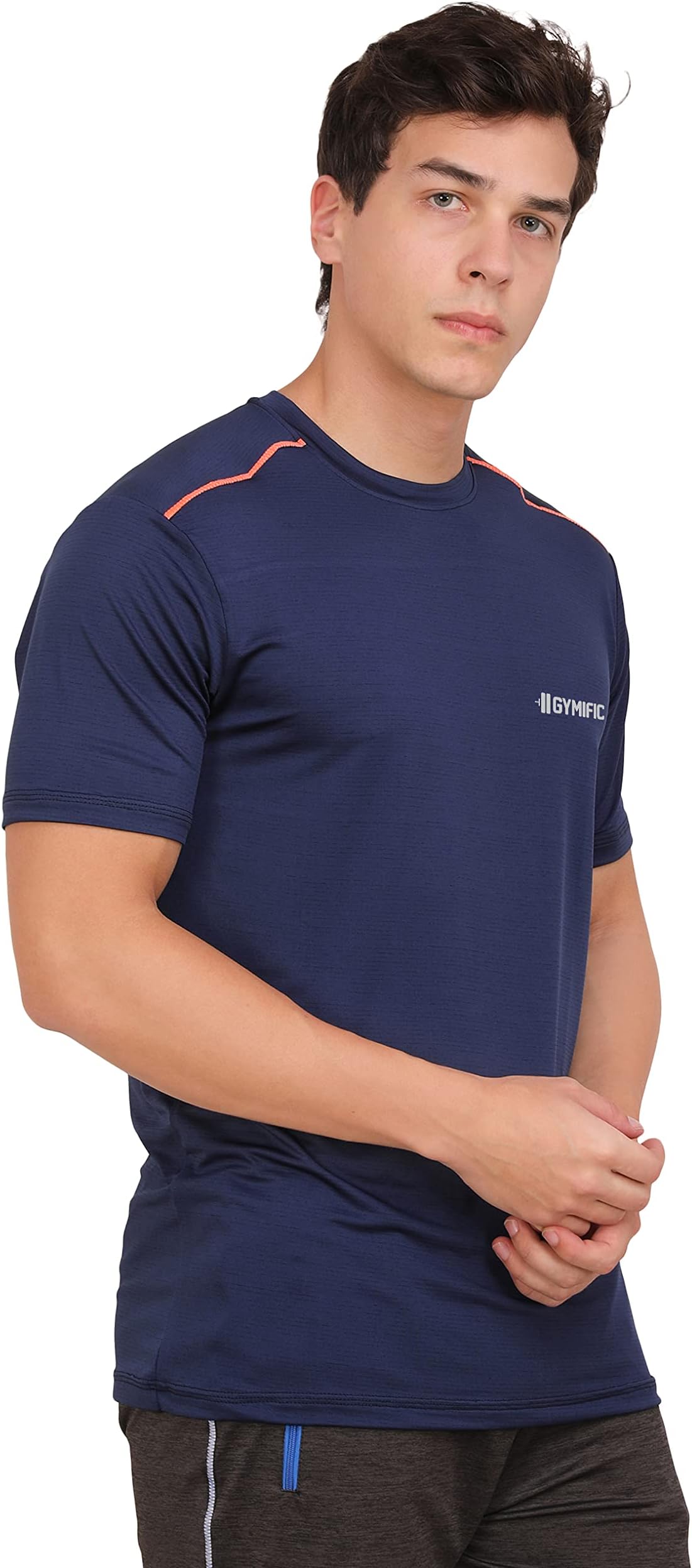 GYMIFICMen's Round Neck Half Sleeves Regular Dry Fit Gym Sports T-Shirt