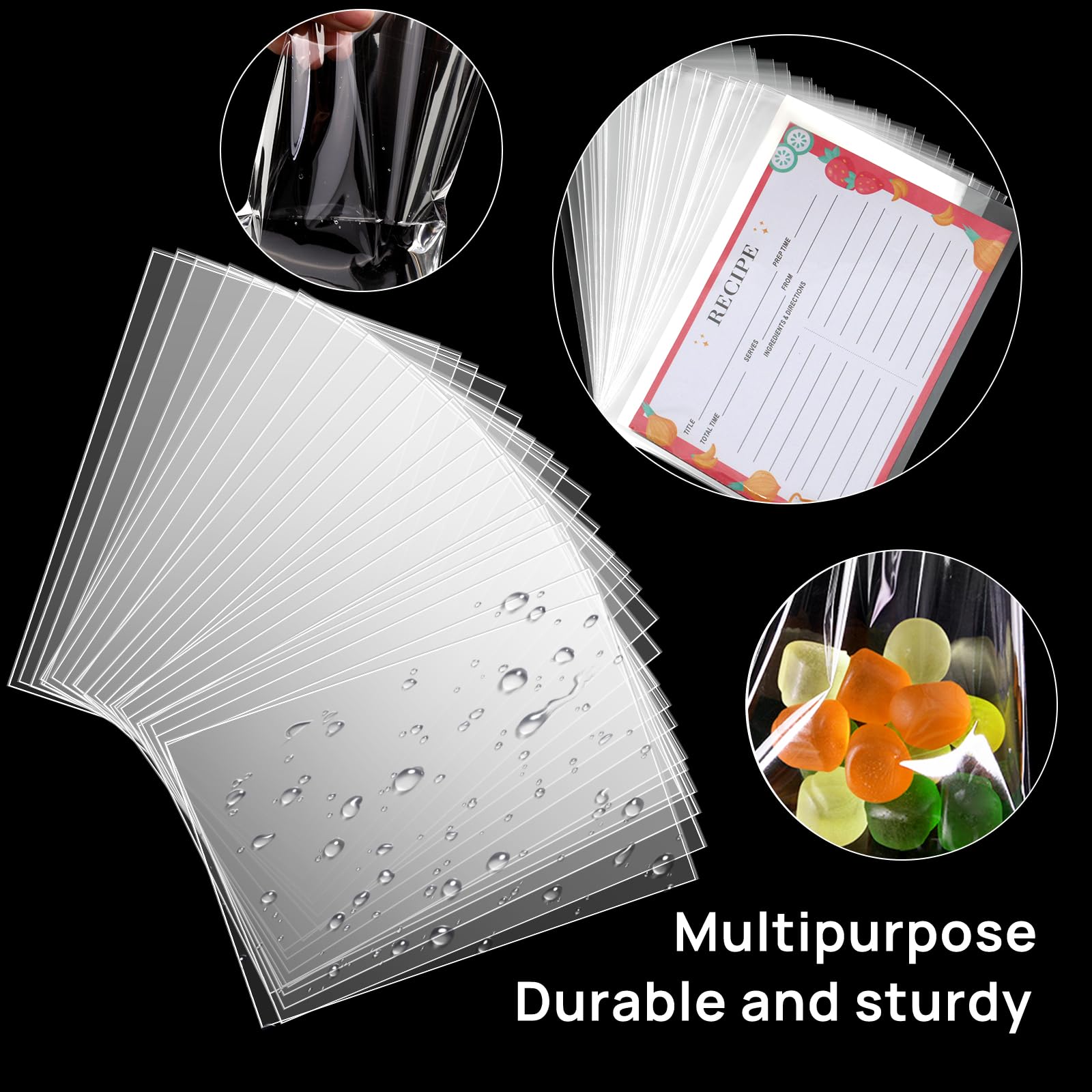 HVSWLY 100PCS Recipe Card Protectors - 4x6 Waterproof Clear Covers, Plastic Sleeves for Cards, Protect Your Recipes From Kitchen Messes - Image 5