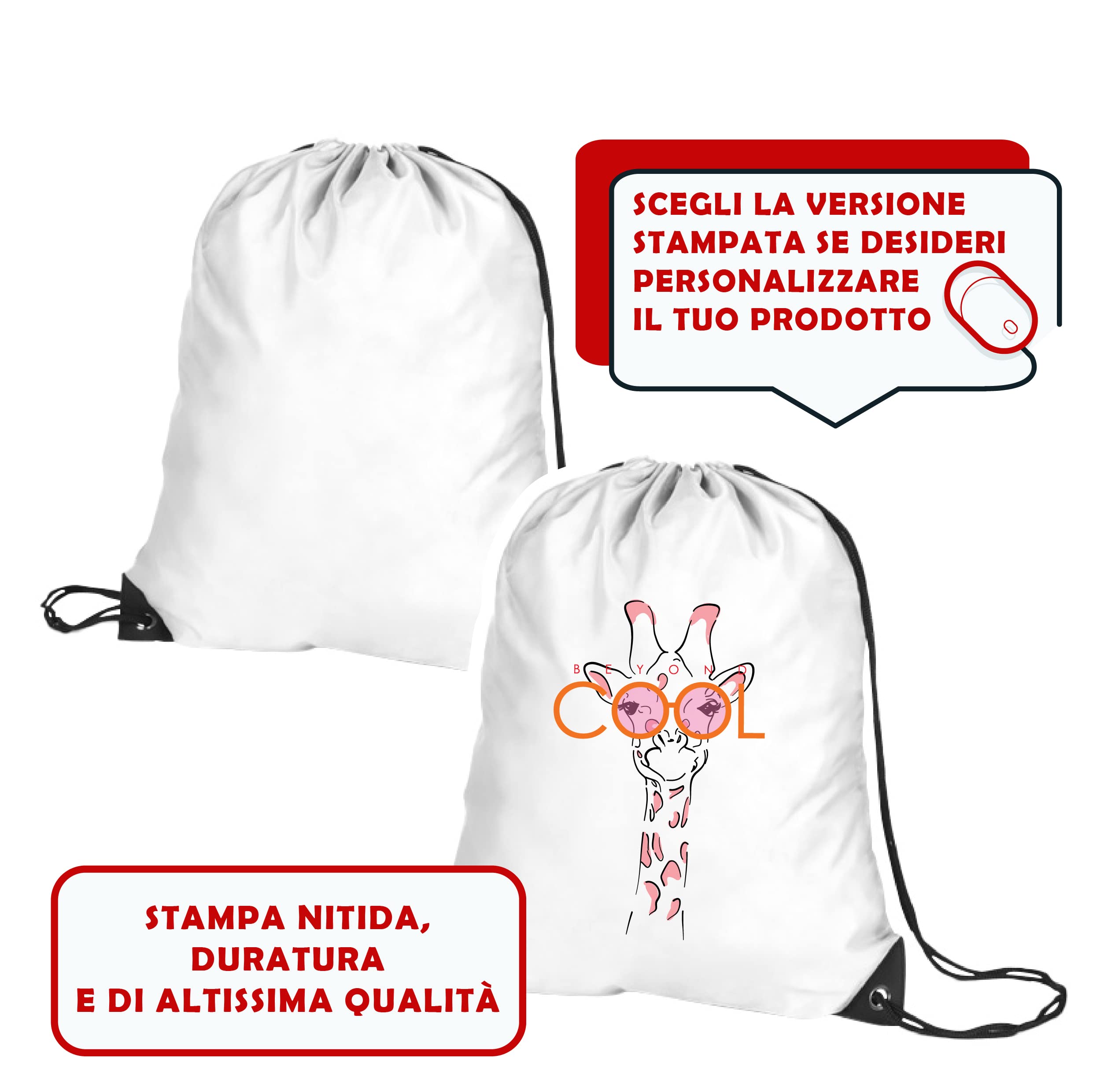 50 Sacchi Borsa Zaino City Bianco Non Stampato cm 33X42
