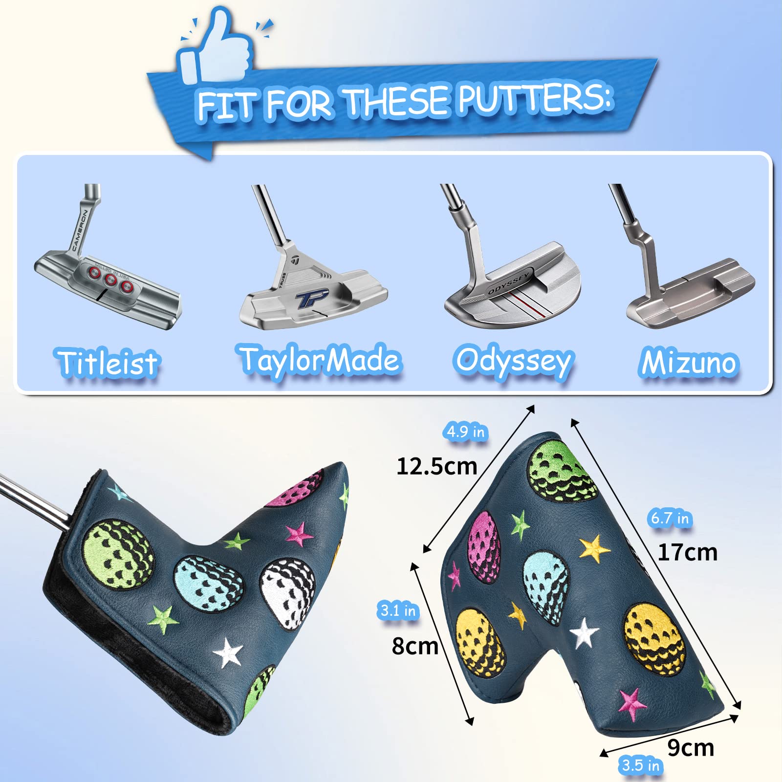 Golf Club Putter Head copre lama/quadrato Mallet Headcover PU Leather