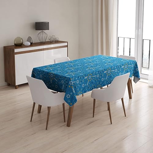 Mantel rectangular de lino rectangular con diseño de guirnaldas de Hanukkah, 60 x 90 pulgadas, mantel decorativo lavable