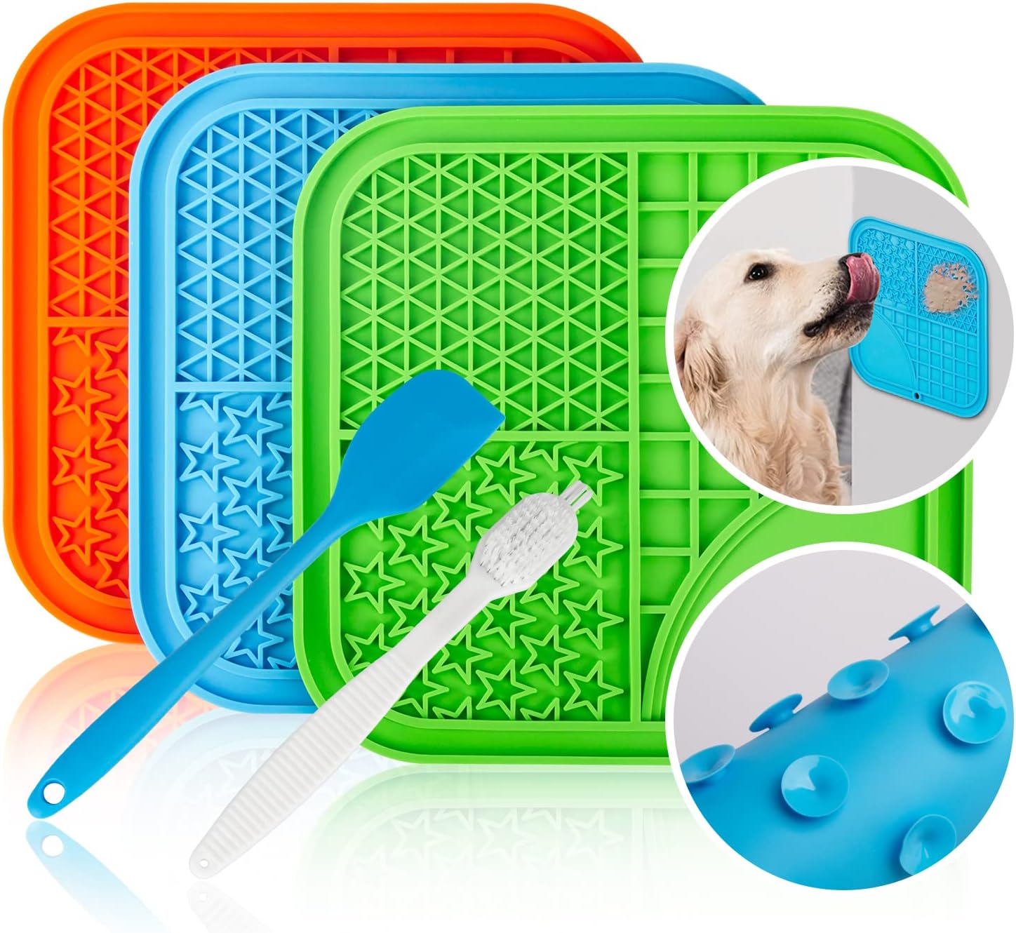 Licking Mat for Dogs, Dog Licking Mat Slow Feeder Dog Bowls, 3 Pack Dog Peanut