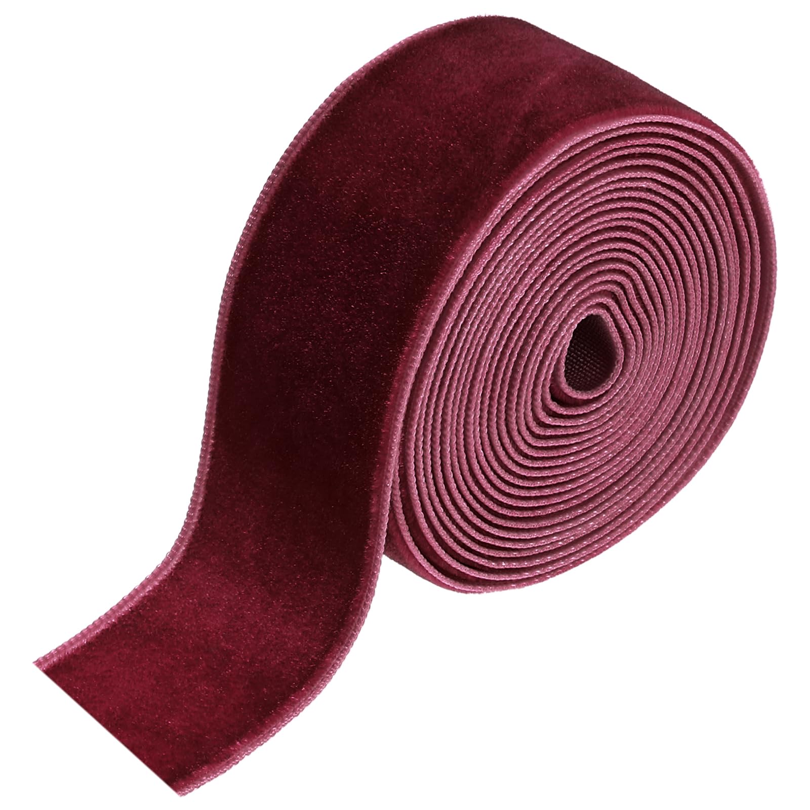sourcing map Velvet Ribbon 2.5cm x 1.8m Single Face Spool Wine Red — image 1