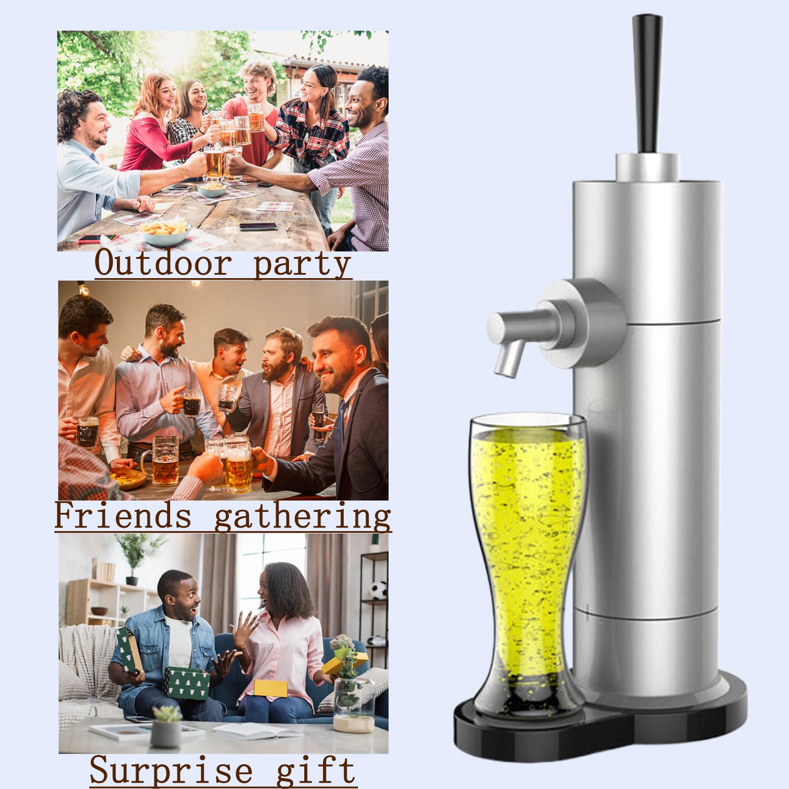 Plata,Grifo Cerveza,Dispensador De Cerveza,Espumador De Cerveza,Enlatados Cerveza Espuma Fabricante De La Cerveza para Casa