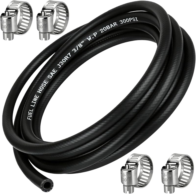 Mangueira de combustível TUBPRO NBR 10 mm x 3,05 m, 300 PSI – com 10 abraçadeiras