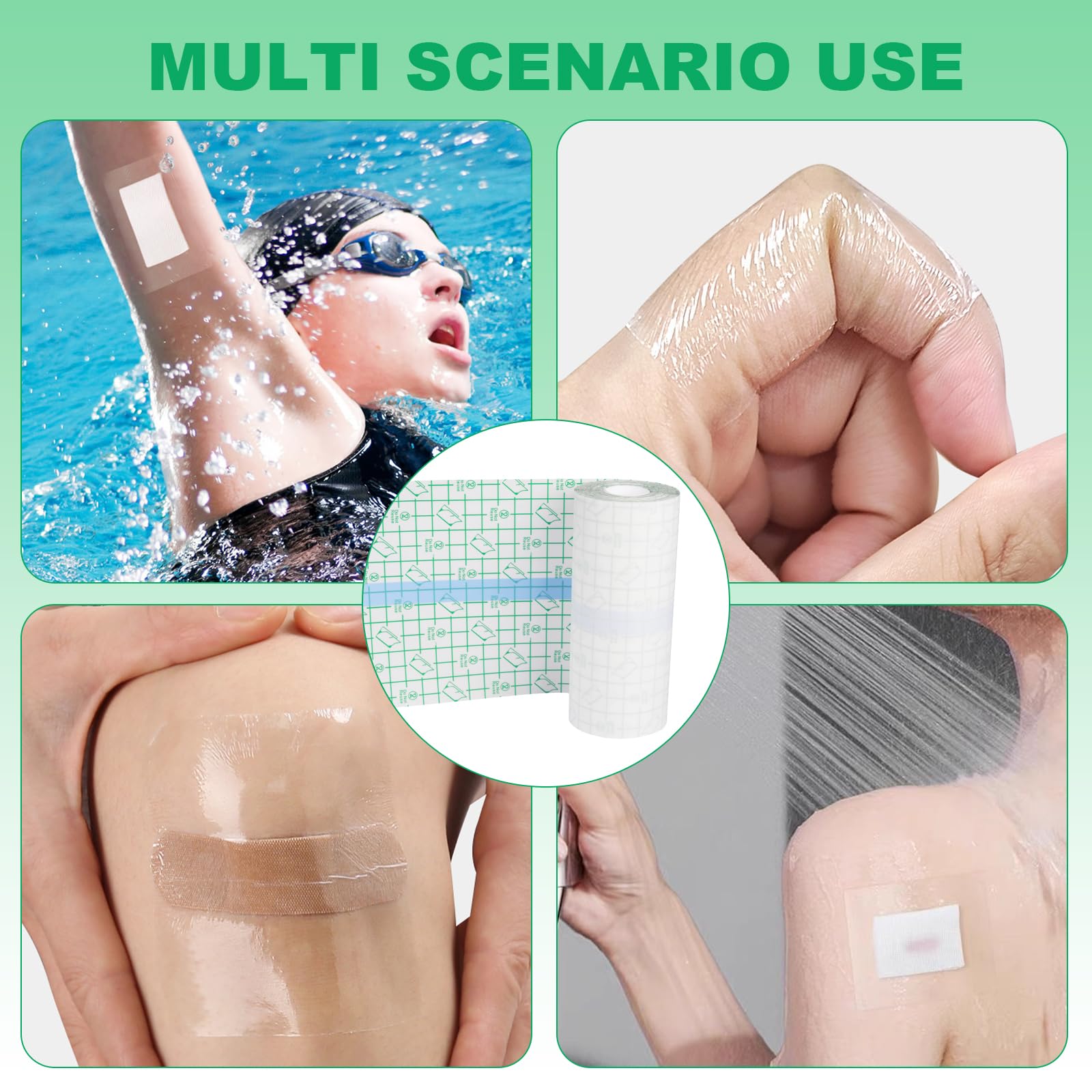 Rayyl Vendaje para Tatuajes 15cm x 2m, Vendaje Transparente Impermeable Second Skin Protection para Tatuajes Apositos Adhesivos Impermeables para Deportes NatacióN Ducha